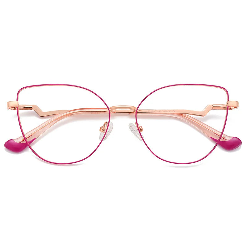 Brightzone Women's Full Rim Square Cat Eye Alloy Eyeglasses Frame 943043 - Stylish & Lightweight for Work, Reading & Fashion Accessories