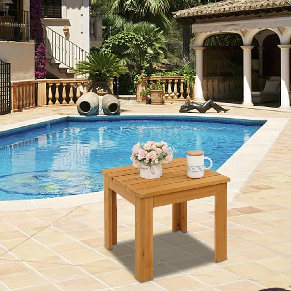 Modern Square Wooden Side Table - Natural Wood Finish for Indoor & Outdoor Use - Perfect for Patio, Coffee, Bistro, Living Room & Bedroom Decor