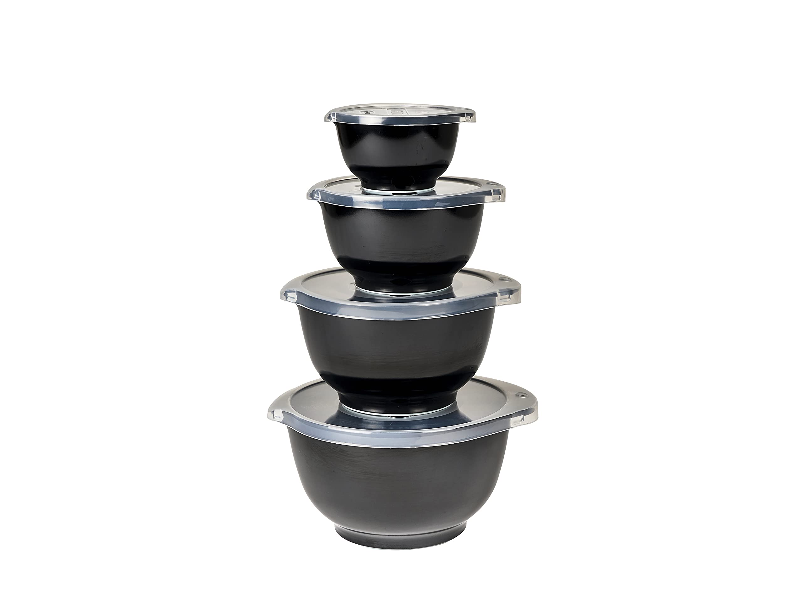 Rosti Margrethe 12594 Small Plastic Food Storage Bowls with Lids, Set of 4 (0.15L, 0.35L, 0.5L, 0.75L) - Black Airtight Containers for Meal Prep, Leftovers, Snacks & Pantry Organization