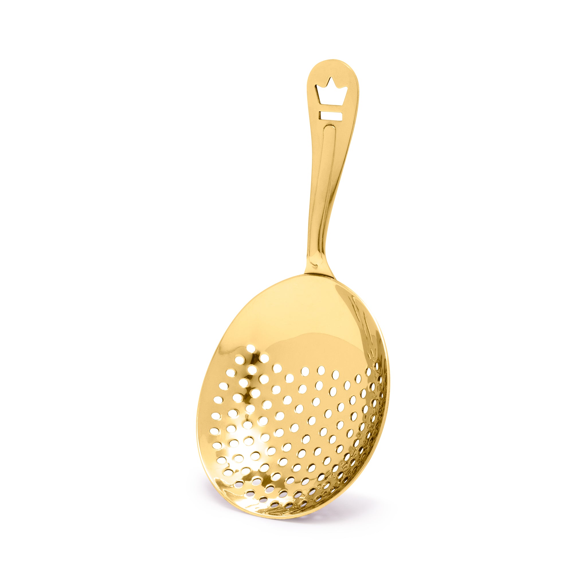 Premium Gold-Plated Julep Strainer - Elegant Cocktail & Mint Julep Accessory for Home Bars & Mixology Enthusiasts
