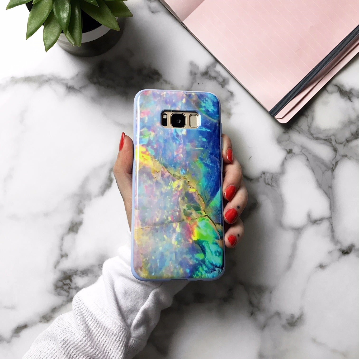 Blue Opal Samsung Galaxy Case - Protective Phone Cover for Galaxy S21/S22/S23 - Durable Slim Fit with Shock Absorption - Perfect for Work, Travel & Everyday Use