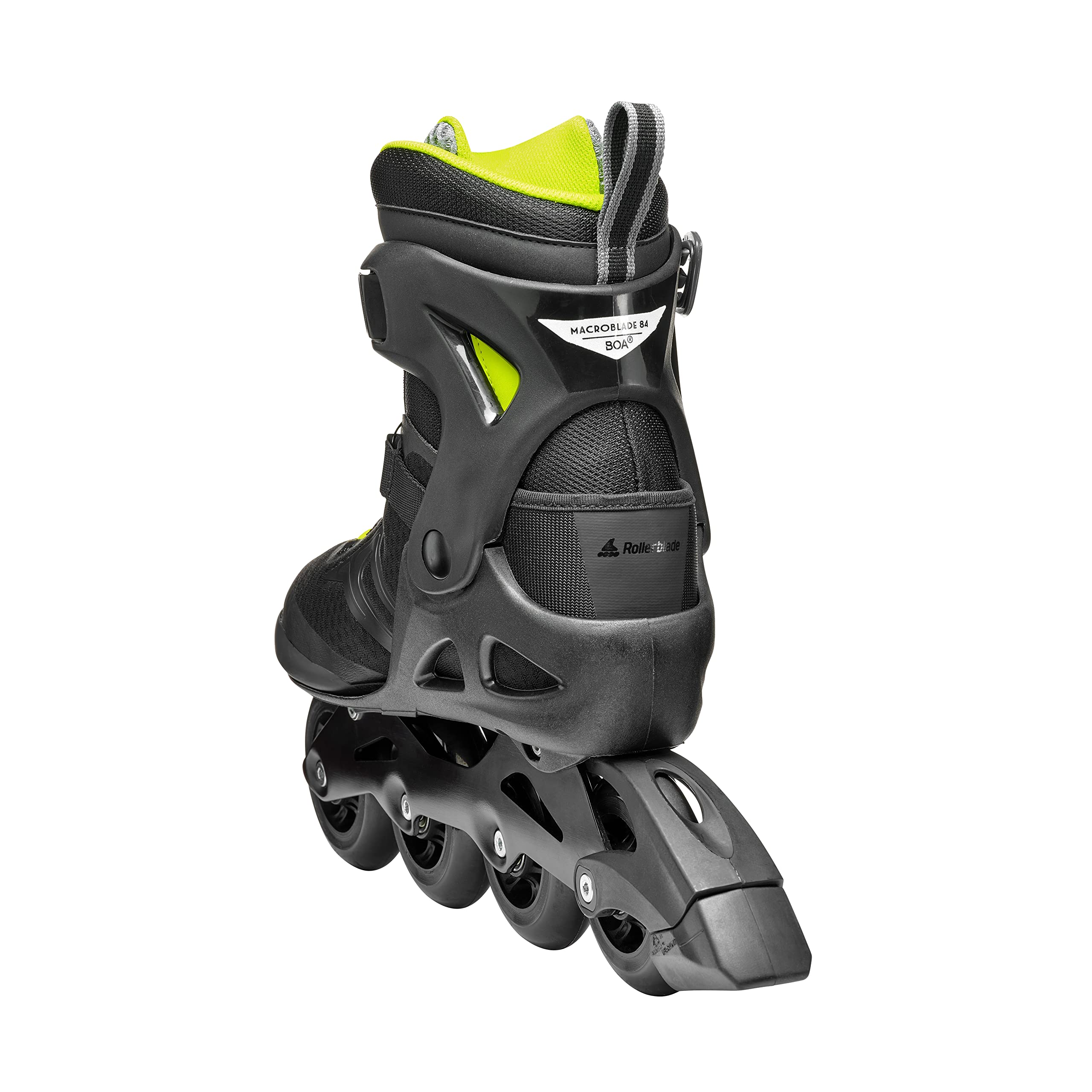 Rollerblade Macroblade 84 BOA Adult Fitness Inline Skates - High Performance Black & Lime for Men & Women - Perfect for Outdoor Exercise, Fitness Training & Recreational Skating