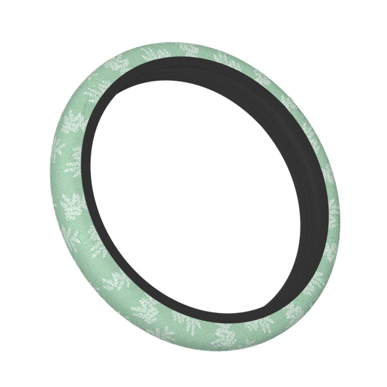 Universal 15 Inch Ferns Sage Green Steering Wheel Cover for Cars - Soft & Non-Slip Grip for Women, Men & Teens - Perfect for Commuting, Road Trips & Everyday Driving Comfort