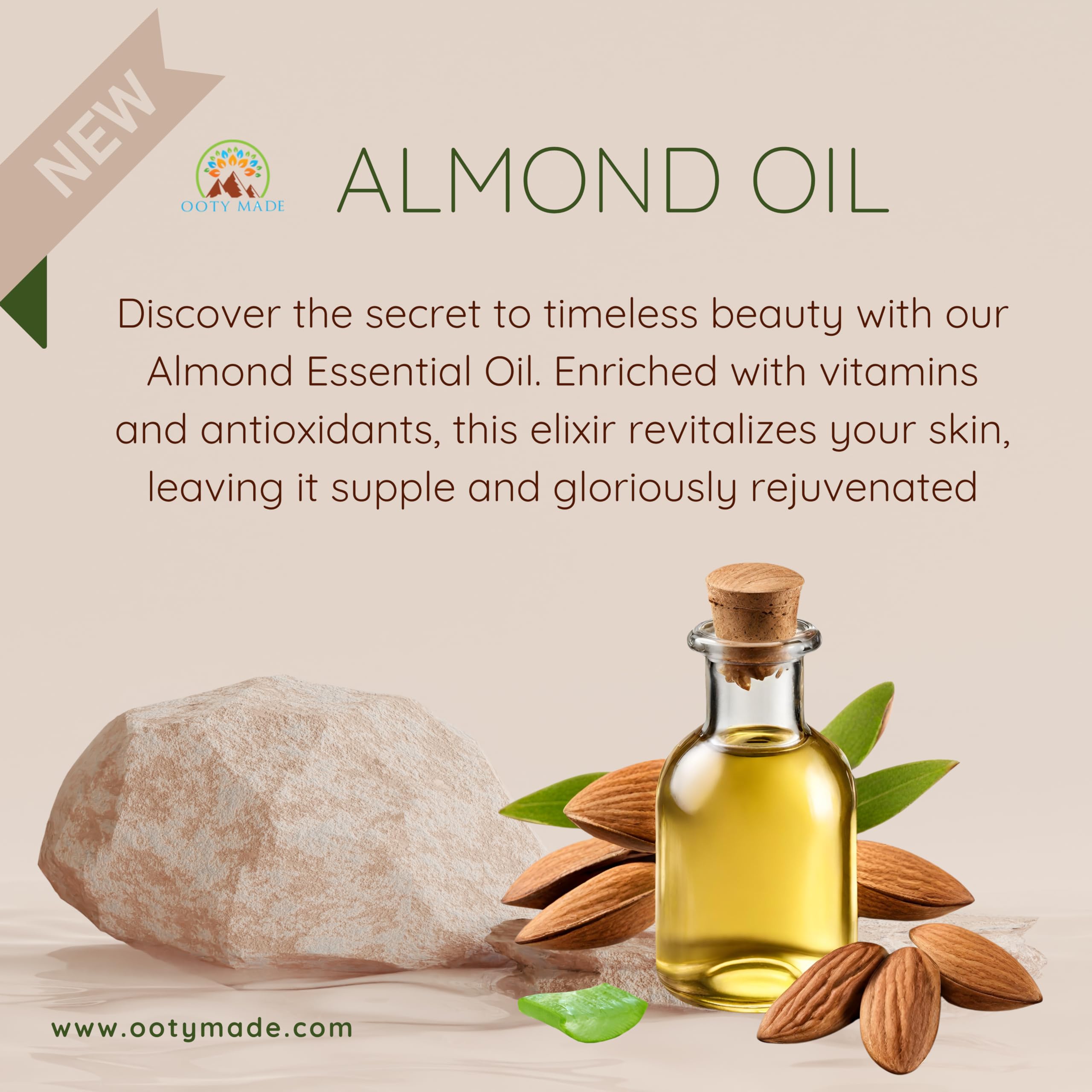 Pure Almond Oil for Hair Growth & Skin Care - 100% Natural, Cold Pressed (100ml) | Promotes Healthy Hair & Glowing Skin | Perfect for Massage, Aromatherapy & DIY Beauty Treatments