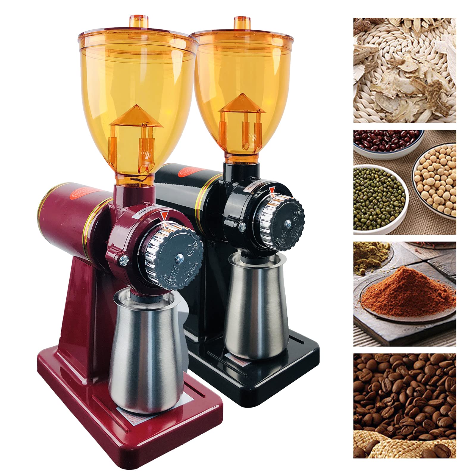 180W Electric Coffee Bean Grinder with 250g Capacity - Professional Burr Grinder for Coffee, Spices, Nuts & Seeds | Automatic Mill for Espresso, French Press & Cold Brew | Perfect for Home & Cafe Use (Red)