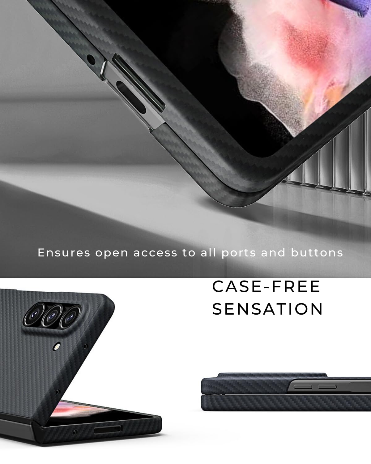 Ultra Thin Samsung Galaxy Z Fold 6 Case - 600D Aramid Fiber Magnetic Cover with Carbon Fiber Texture | Slim Protective Phone Case for Business & Travel | Minimalist Design for Everyday Use