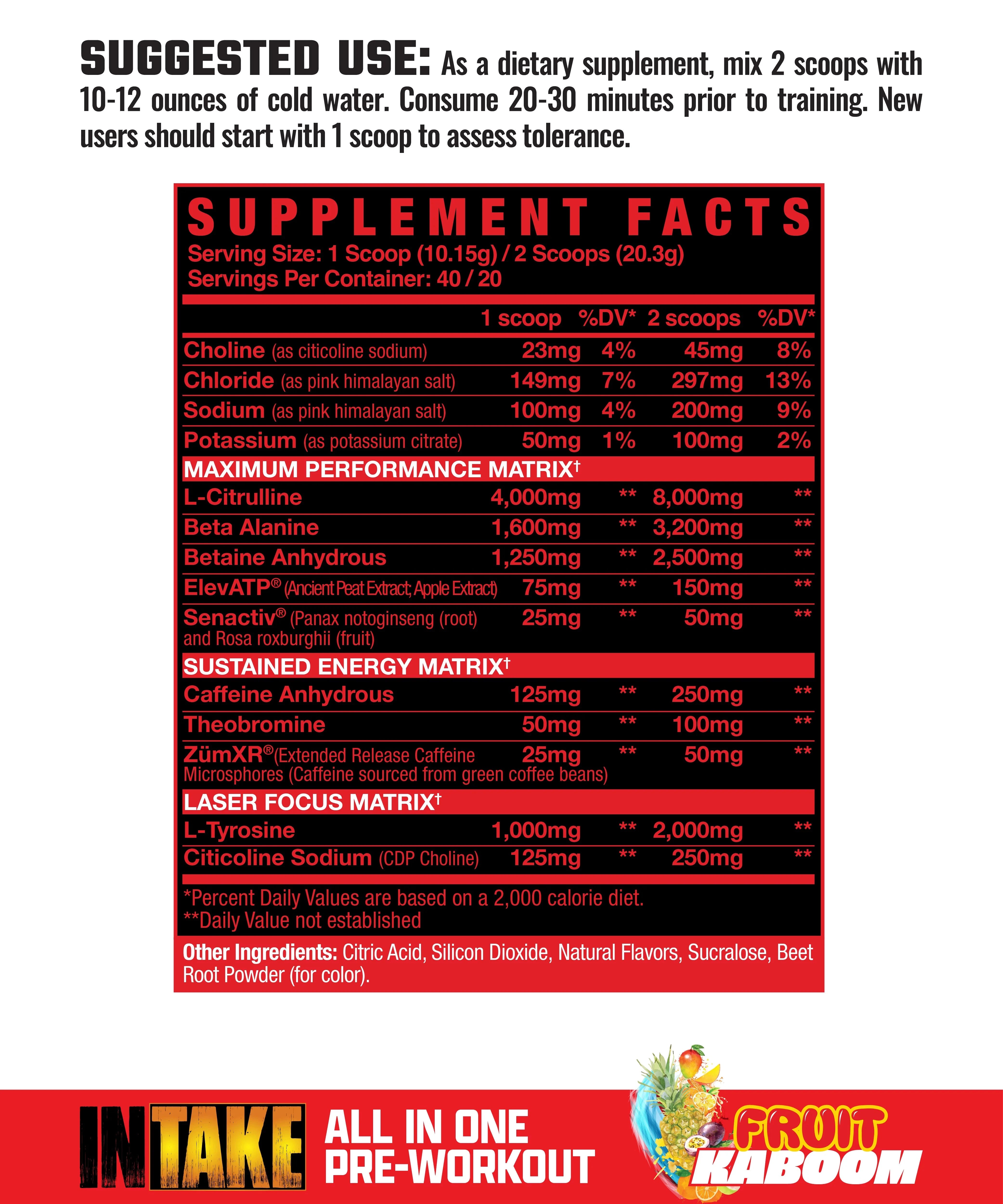 Axe & Sledge Intake Pre Workout Supplement - Energy, Focus & Performance Booster for Gym & Fitness Training