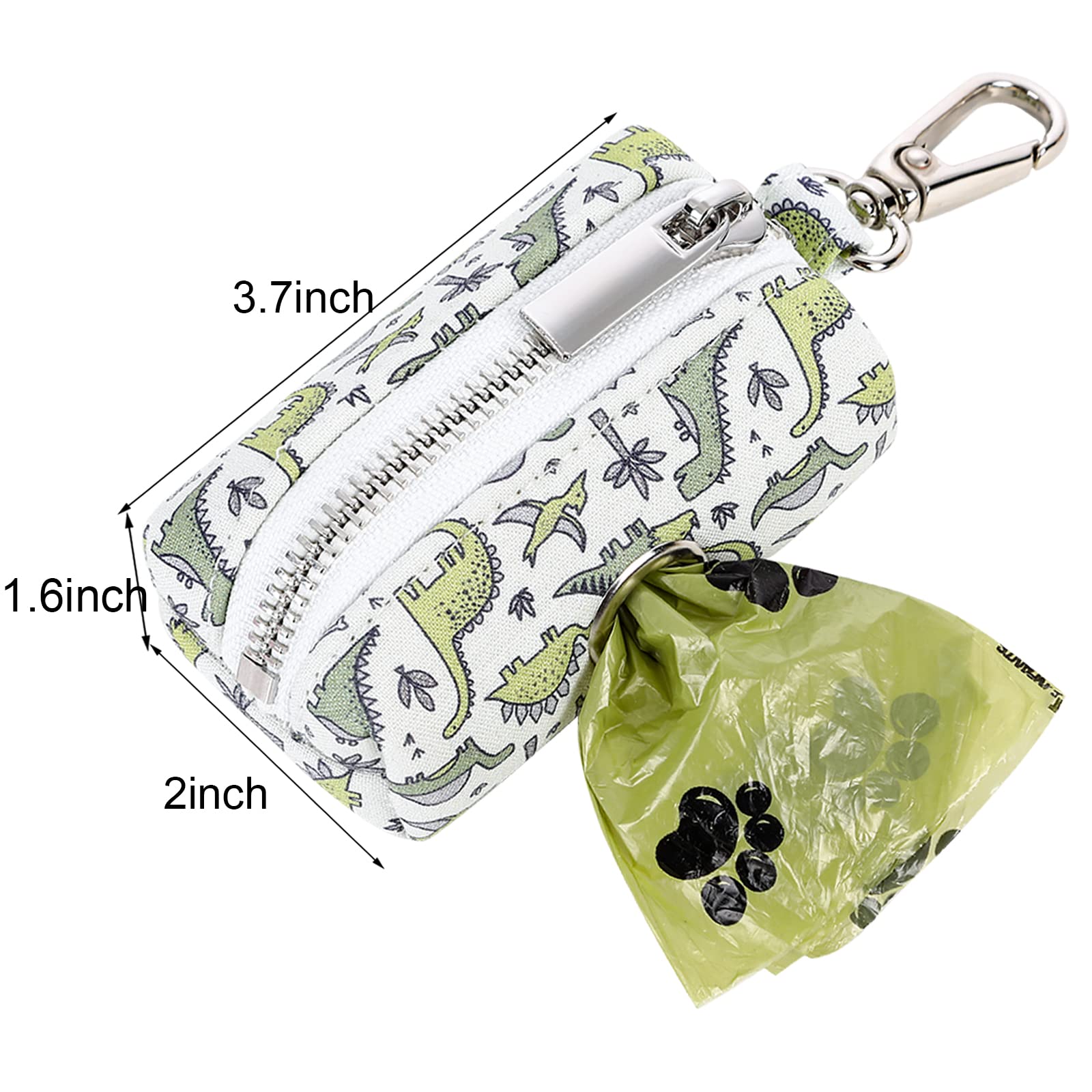 ARING PET Dog Waste Bag Dispenser - Portable Washable Dinosaur Design Poop Bag Holder with Metal Zipper, Attaches to Any Dog Leash | Perfect for Walking, Hiking, Park Visits & Outdoor Adventures with Your Pet