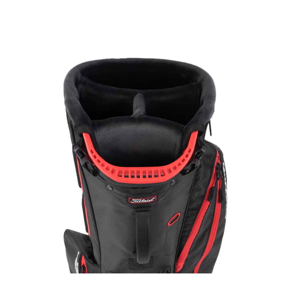 Titleist Players 4 Carbon-S Stand Golf Bag - 4-Way Top with Rain Hood, Mesh Water Bottle Pocket & Dual Strap - Black/Red for Golfers | Perfect for Tournaments, Driving Range & Weekend Golf Games
