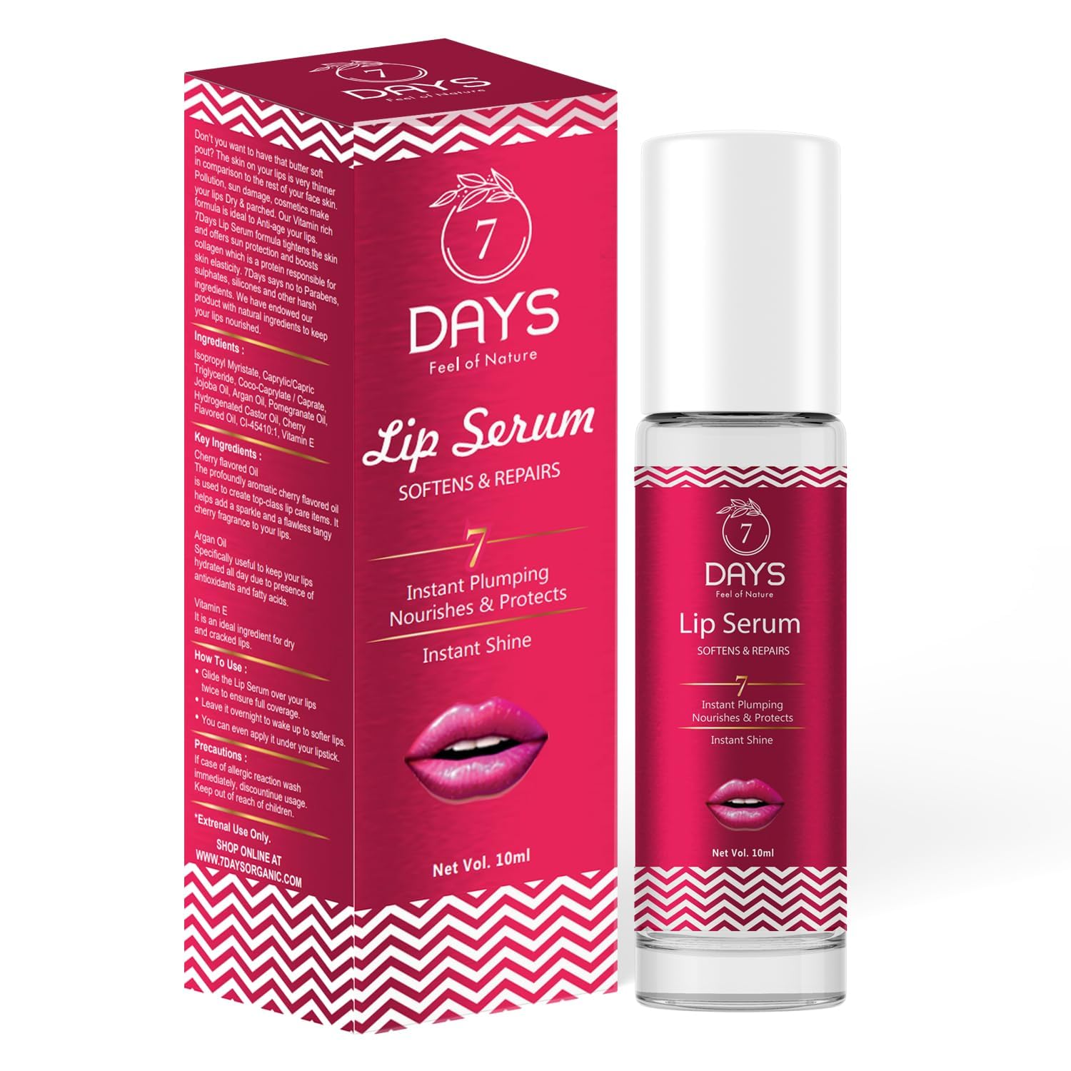VIVA Lip Serum with Roll-On for Plump & Hydrated Lips | Dark Lip Treatment with Shea Butter & Pomegranate | Moisturizing Lip Care for Men & Women (10ml) | Perfect for Daily Use, Night Care & Lip Makeup Prep