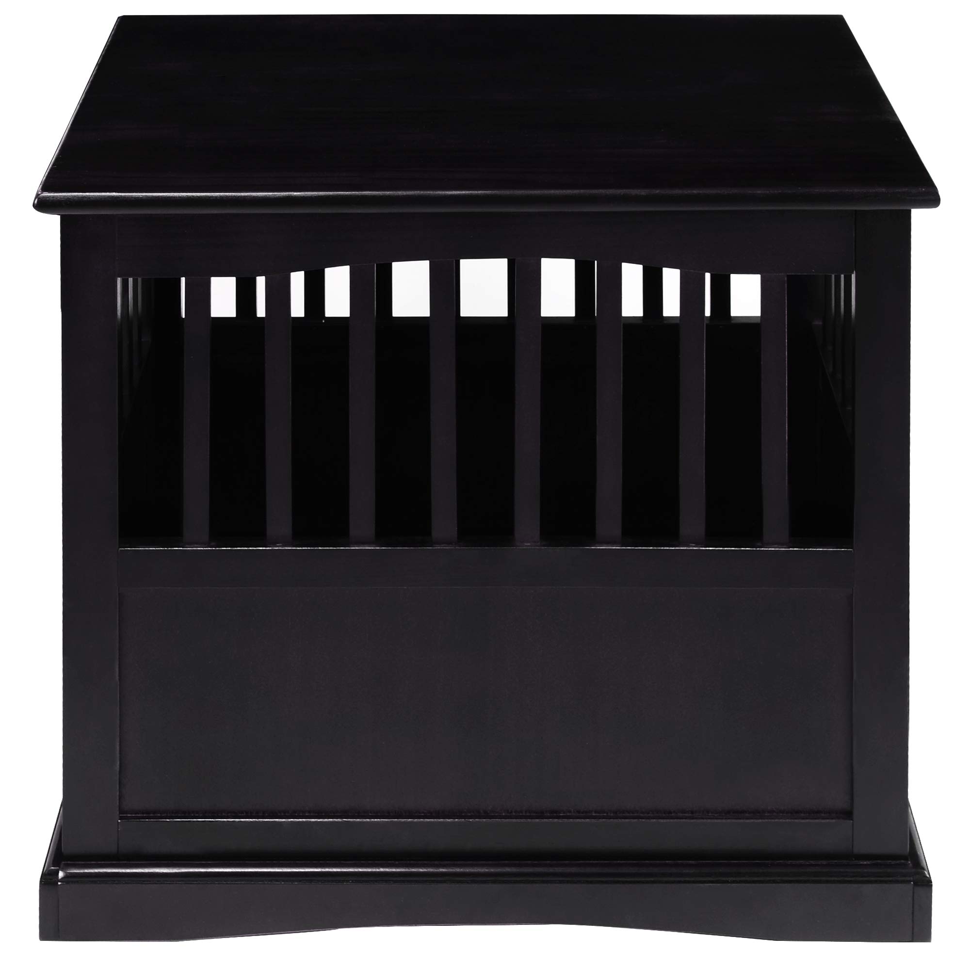 Wooden Dog Crate End Table - Lockable Indoor Pet Kennel for Small to Medium Dogs, Nightstand Furniture for Living Room & Bedroom, Black - Perfect for Home Decor & Pet Safety