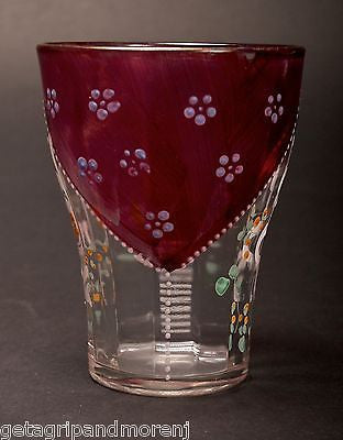 Hand-Painted Czech Bohemian Glass Pitcher and 4 Glasses Set - Red Floral Design for Wine, Juice & Water - Perfect for Parties, Weddings & Home Decor