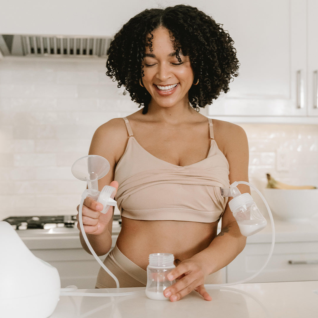 BOOBIE Hands Free Pumping & Nursing Bra - Wireless Postpartum Comfort for Breastfeeding Moms - Perfect for Work, Travel & Daily Use
