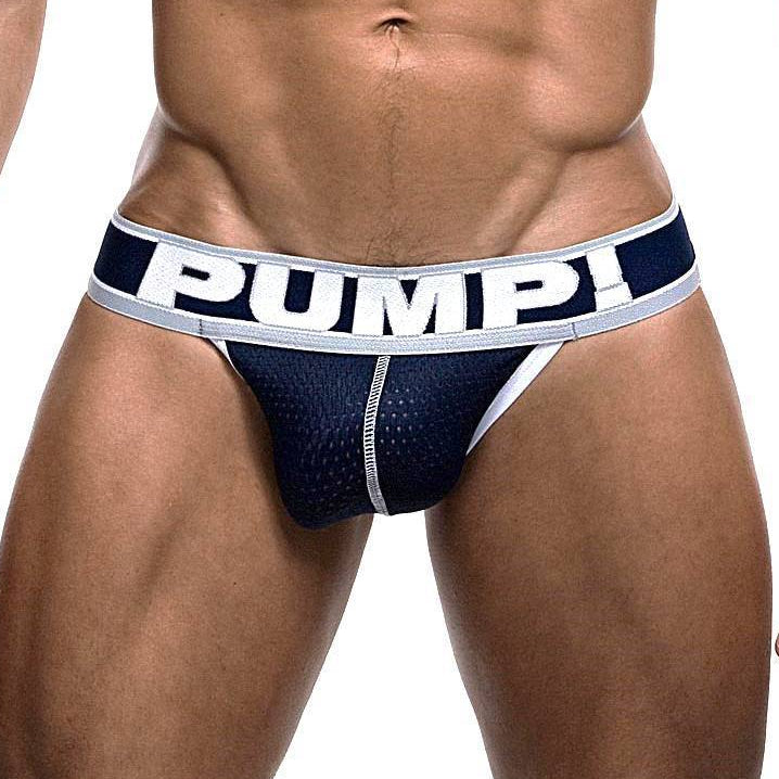PUMP! Thunder Mesh Jockstrap - Navy Blue Athletic Support Underwear for Men | Gym, Running & Sports Performance