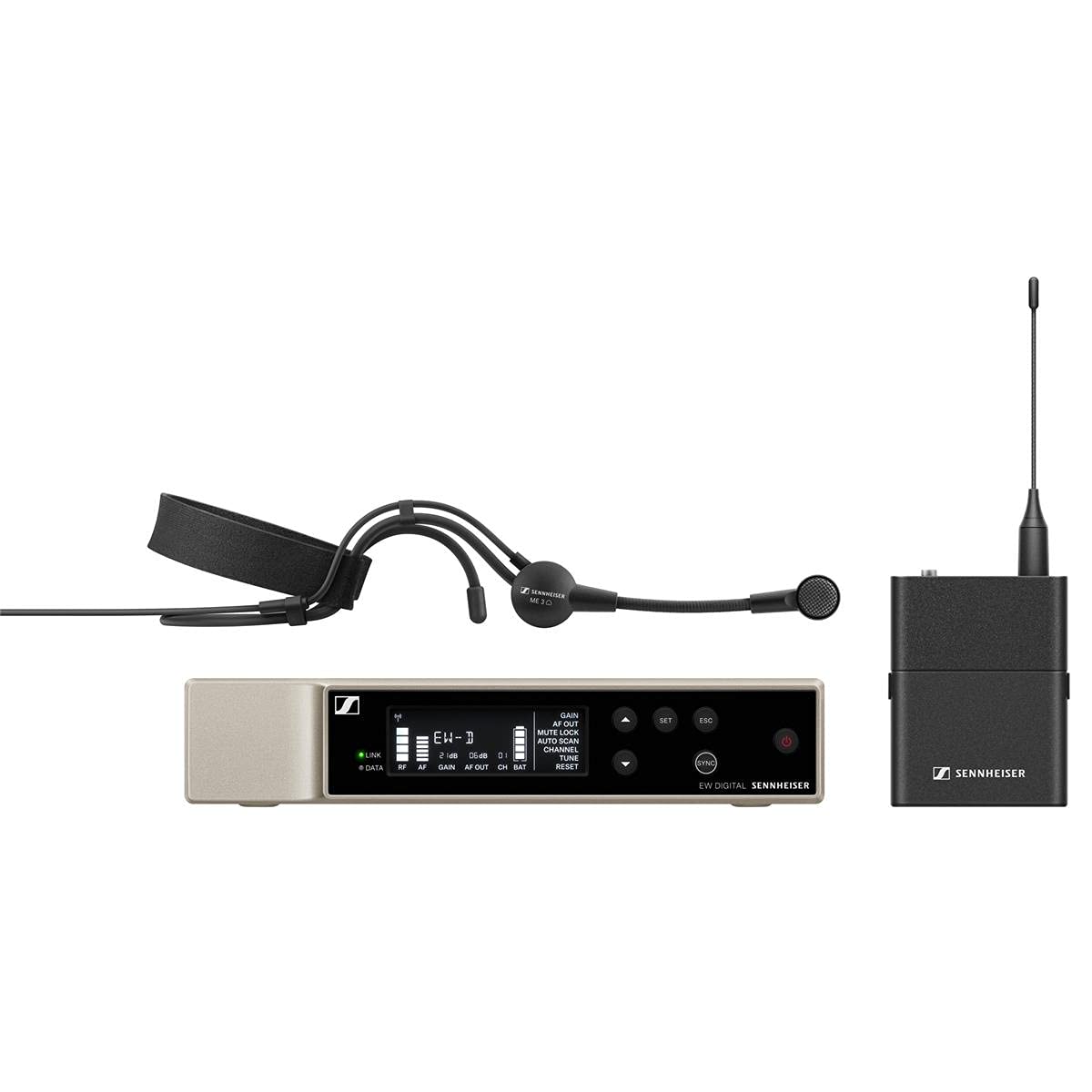 Sennheiser EW-D ME3 Dynamic Headset SET (R1-6) - Professional Wireless Microphone System for Live Performances, Presentations & Broadcasting - Black