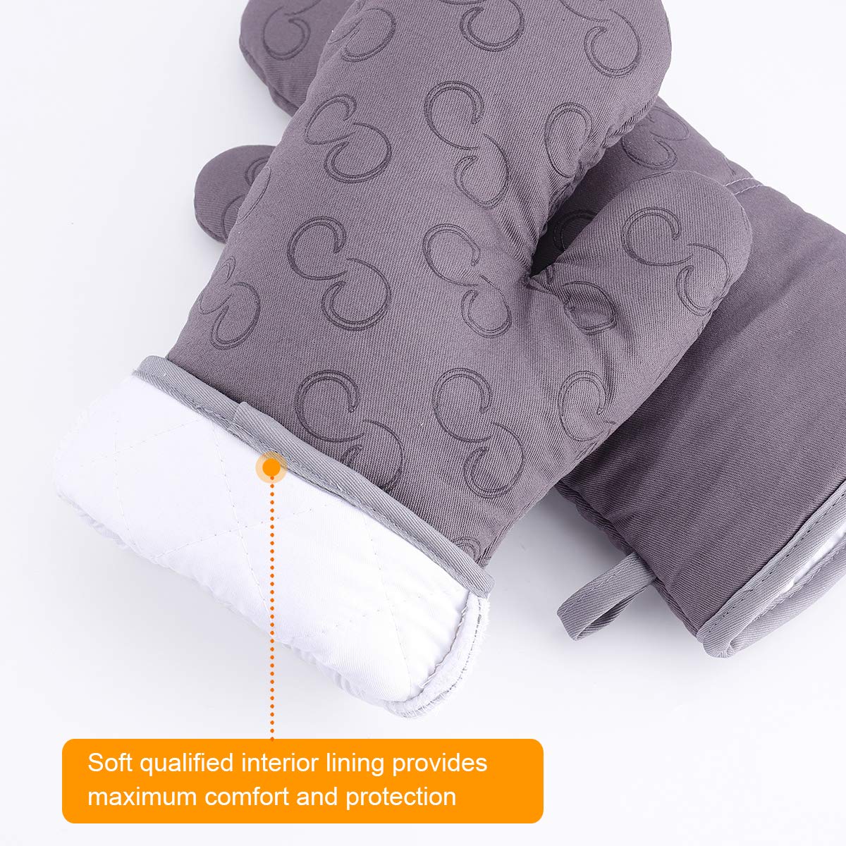 Heat Resistant Oven Mitts and Pot Holders Set with Kitchen Towel & Cooking Tongs - 500°F Non-Slip Silicone Surface for Baking, BBQ, Grilling - 6-Piece Kitchen Accessories (Grey) - Perfect for Home Cooking, Outdoor Camping & Holiday Gift Giving