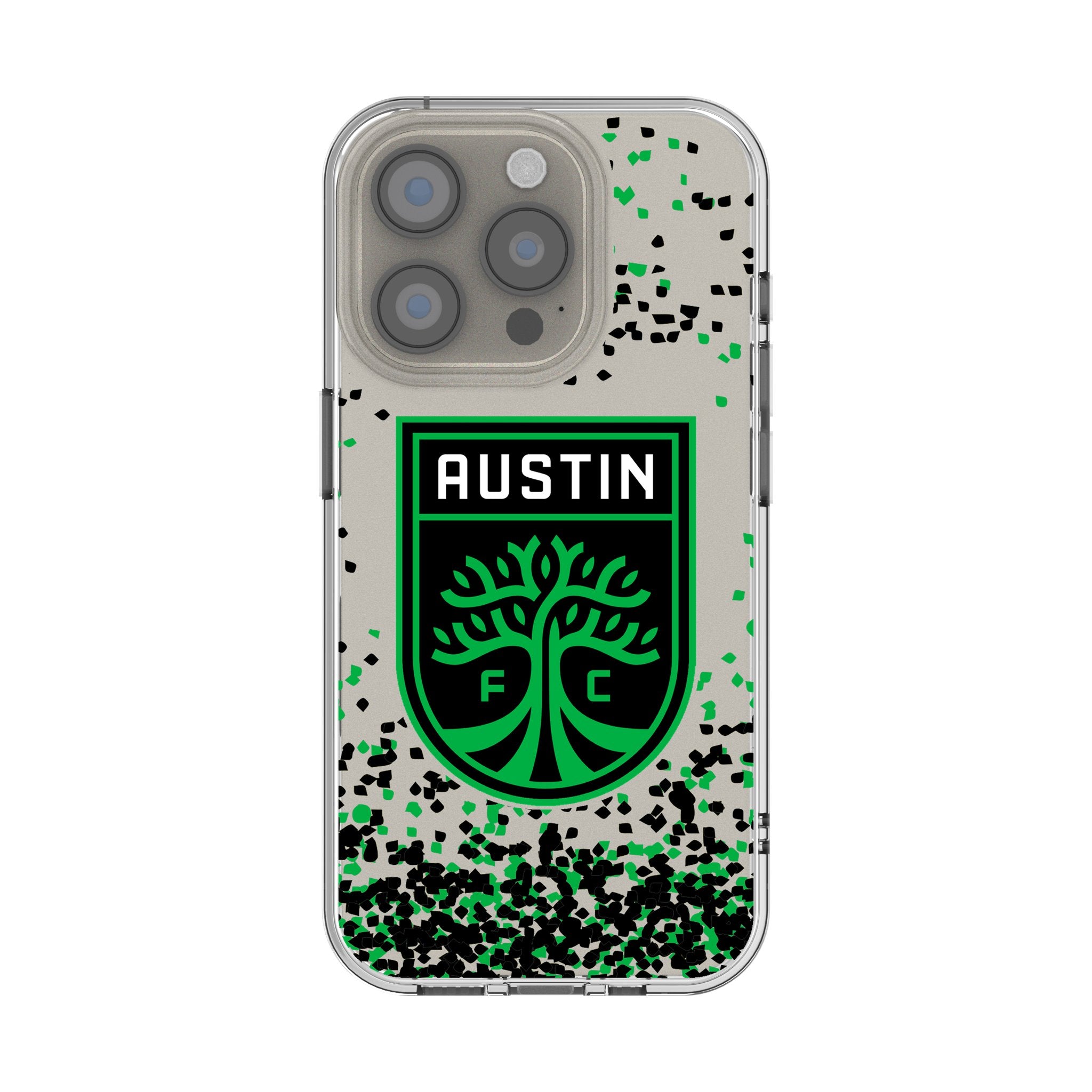 Austin FC Confetti Clear Phone Case for Apple iPhone 15/14/13/12/11 - Shatterproof Protective Cover with Team Logo - Perfect for Soccer Fans & Game Day Accessories