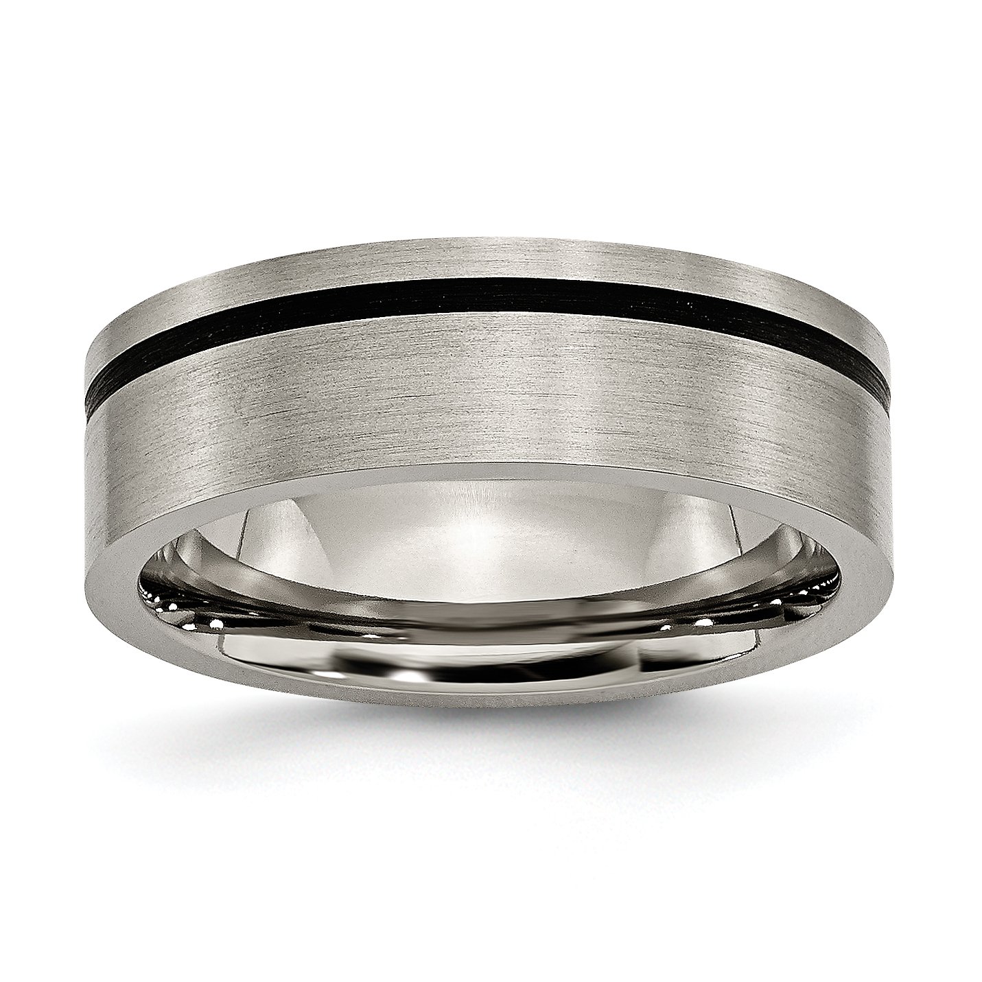 7mm Titanium Men's Wedding Band Ring - Black Rubber Inlay, Comfort Fit, Durable & Lightweight - Perfect for Everyday Wear, Anniversary & Special Occasions