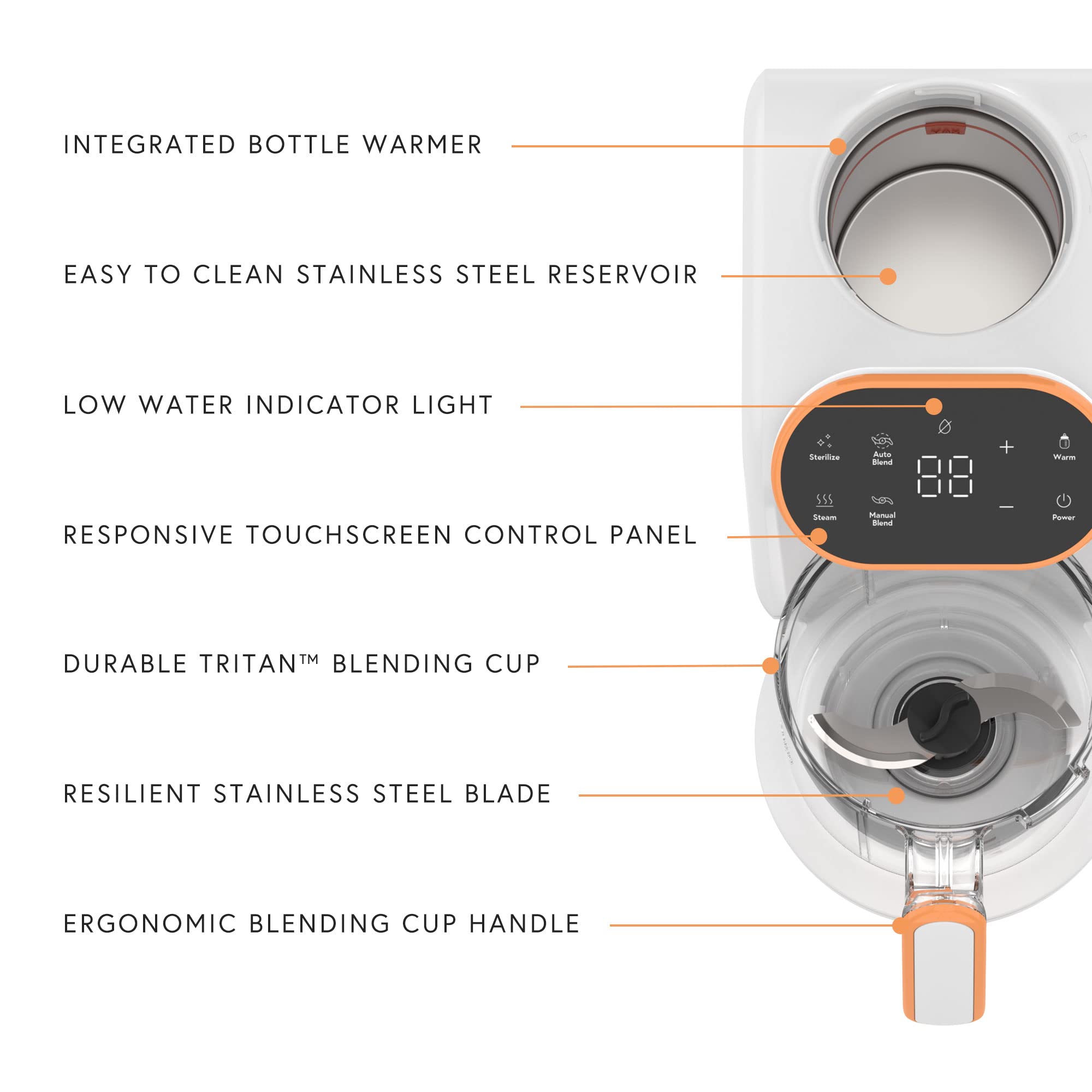 Quark 5-in-1 Baby Food Maker - Electric Baby Food Processor with Steamer, Blender & Bottle Warmer - Self-Cleaning & Dishwasher Safe - BPA-Free Baby Food Prep for Homemade Purees & Toddler Meals - Perfect for Daycare, Travel & Quick Meal Prep