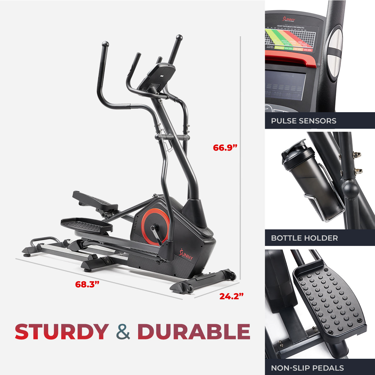 Premium Smart Elliptical Machine - Extra Long Stride Length, Programmable Electromagnetic Resistance - Perfect for Home Gym & Cardio Workouts