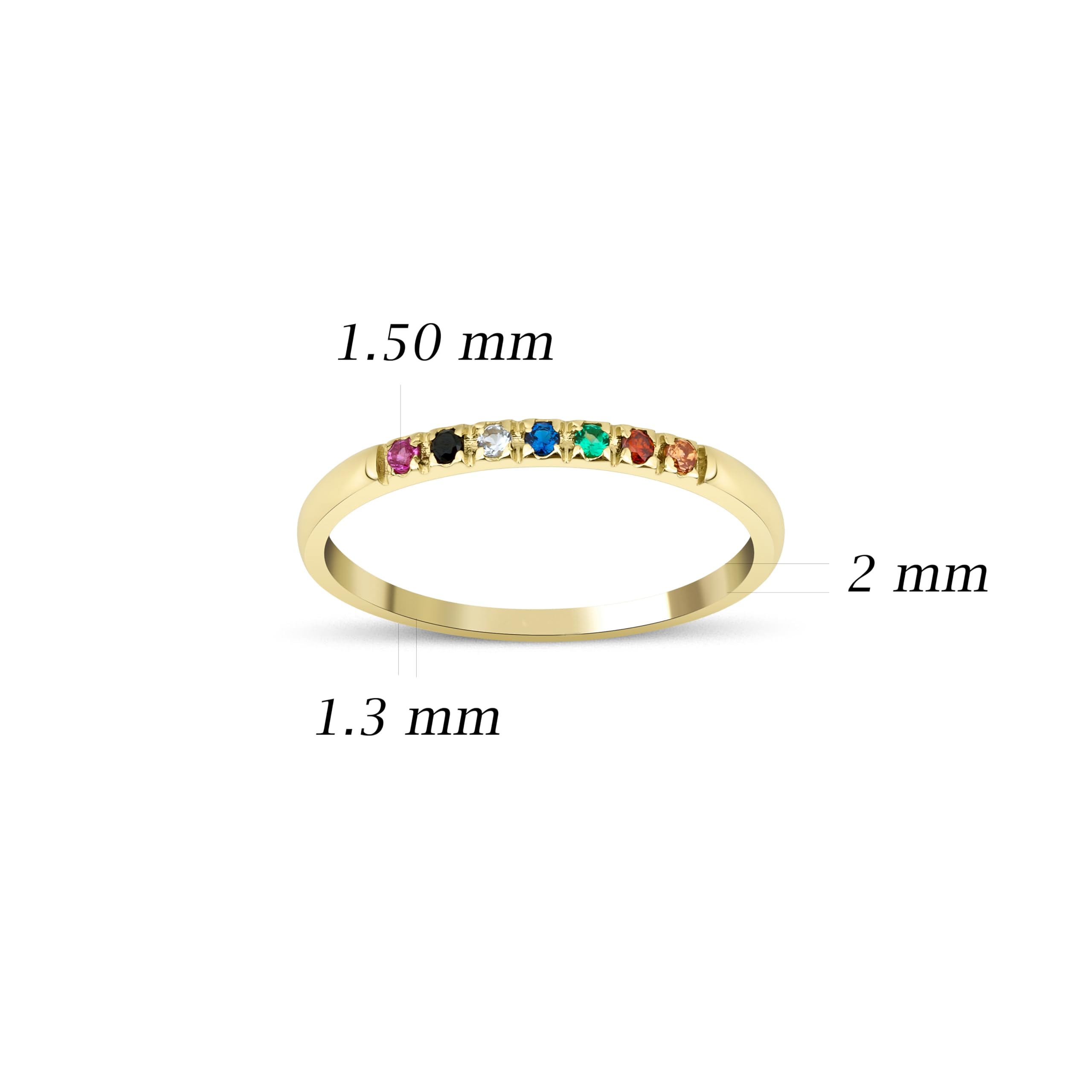 Dainty Multi-Stone Birthstone Ring - 1-10 Selectable Stones, Minimalist Handmade 14K Gold & 925 Silver Custom Family Ring - Personalized Gift for Mother's Day, Anniversary & Special Occasions