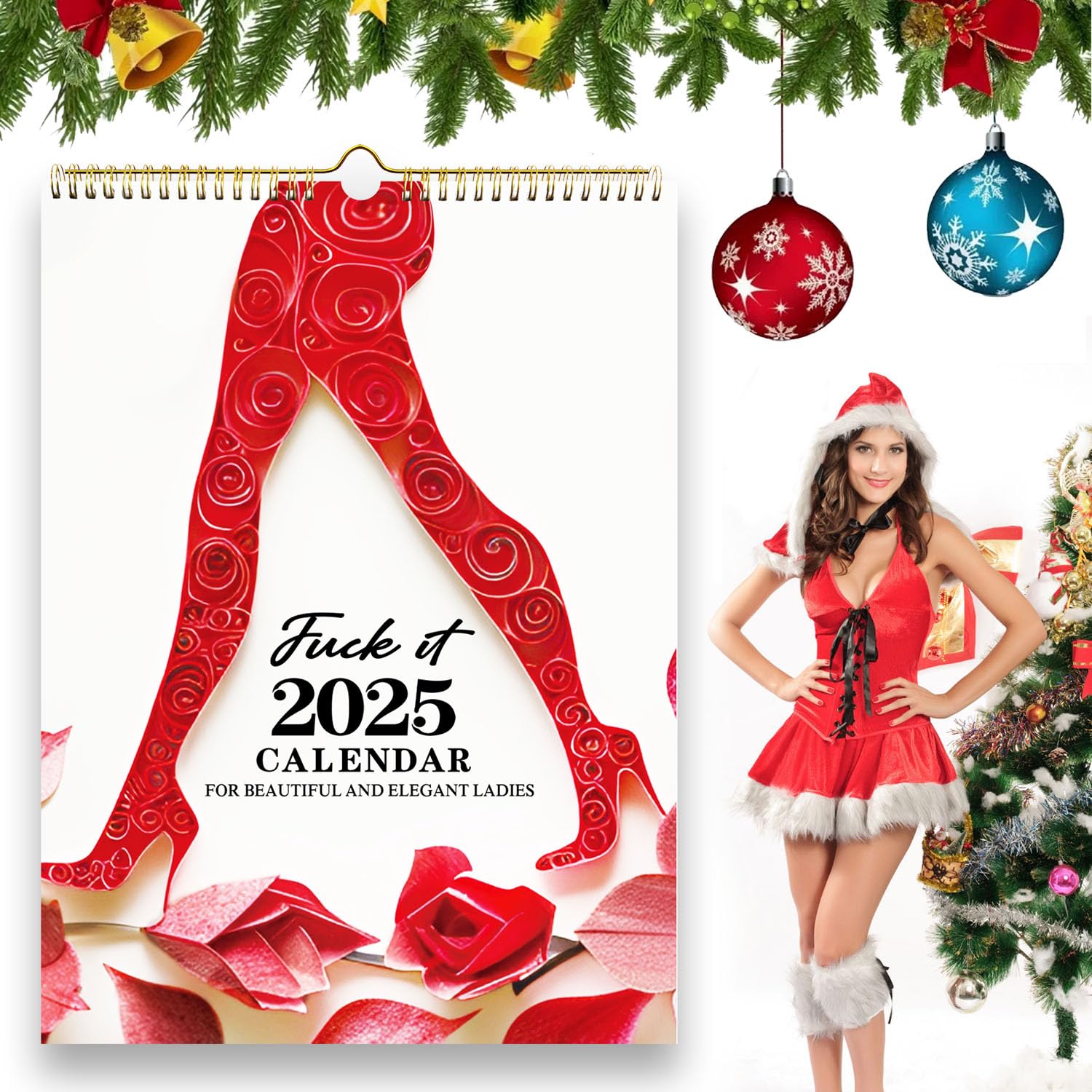 2025 FU-CK IT Refrigerator Calendar - Funny Swear Word Monthly Planner (Jan-Dec 2025) | 8x8x11 Inch Red Calendar for Women | Perfect Christmas & New Year Gift for Tired Women - Great for Office, Kitchen & Home Decor