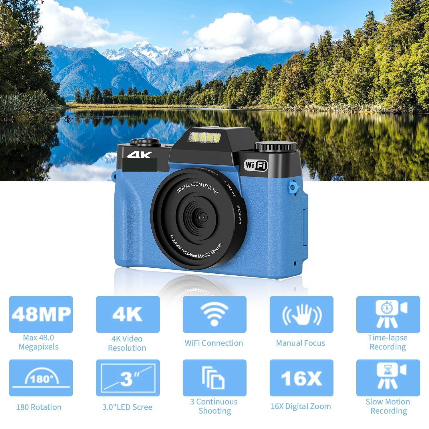 BODORME 4K Vlog Camera with Flip Screen - 48MP Digital Camcorder, 16X Zoom, Wide Angle Lens for YouTube, Travel & Selfie - Perfect Beginner Photography Camera & Kids Gift (Includes 128GB TF Card, Pink CDR10 Model) - Ideal for Vlogging, Family Events & Outdoor Adventures