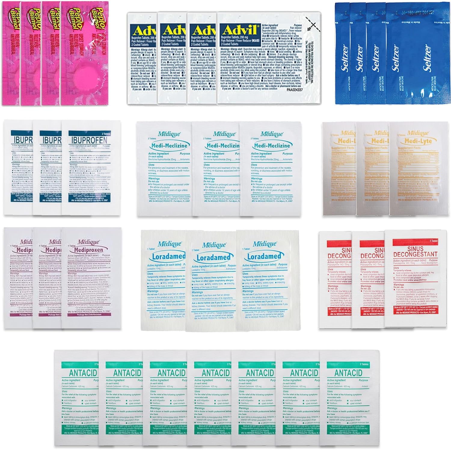 37-Piece Travel Size Medicine Kit - Individually Wrapped RX Variety Pack for Travel, Work, Camping & Cruises | Portable First Aid Essentials for Emergencies, Business Trips & Outdoor Adventures (2-Pack)
