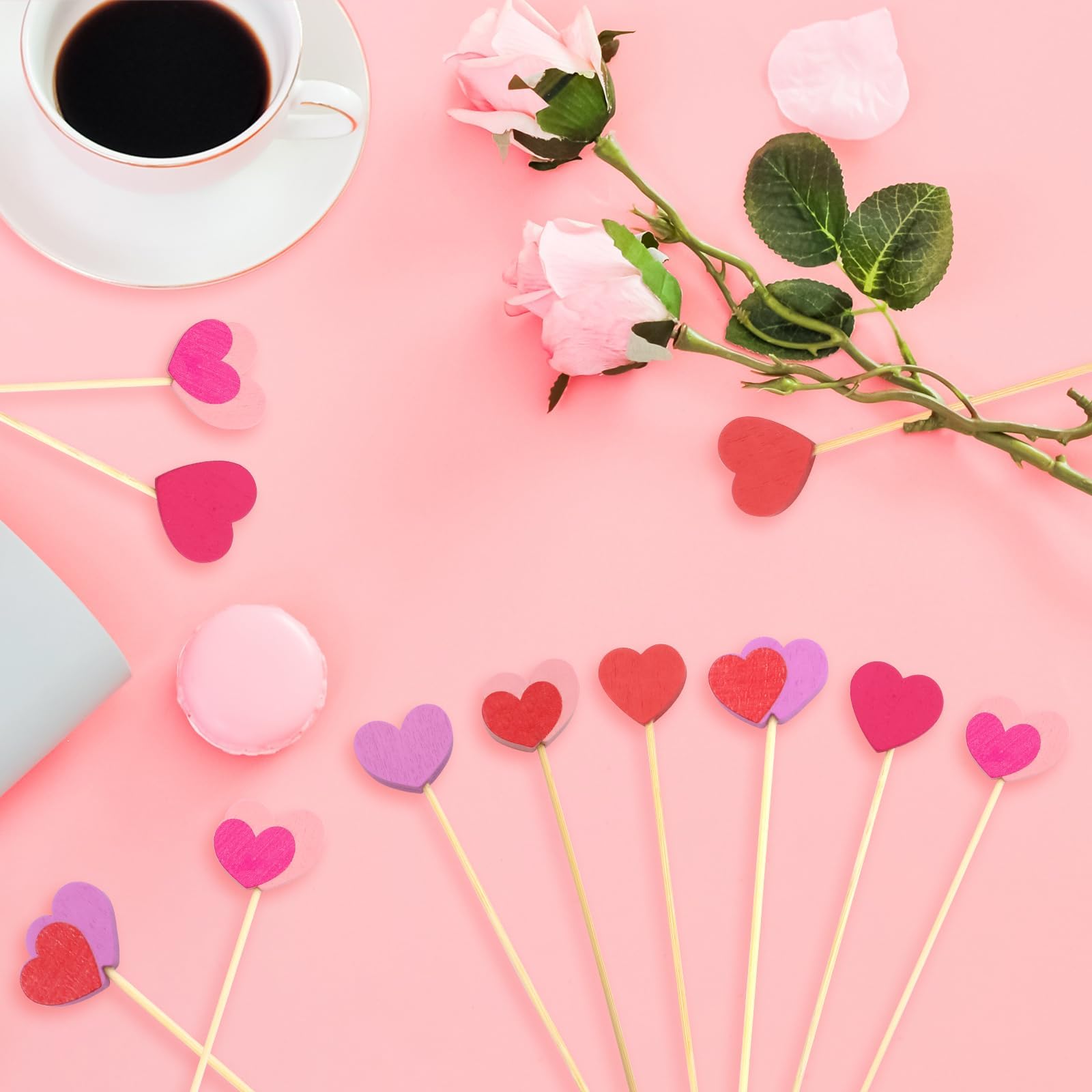 Valentine's Day Cocktail Picks 120 Pcs - Red Heart Appetizer Toothpicks for Food, Fruit, Sandwiches - Perfect for Valentine's Party, Birthday, Wedding & Anniversary Decorations - Great for Cocktail Parties, Bridal Showers & Romantic Dinner Table Settings