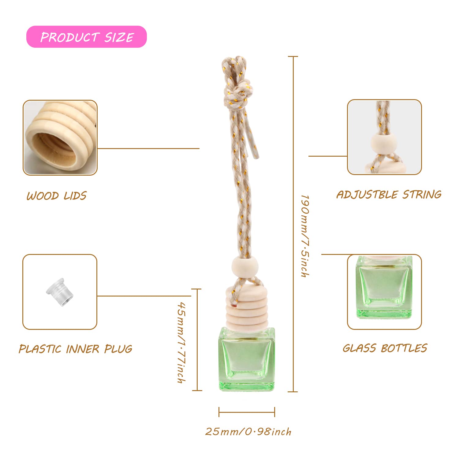 12 Pcs Hanging Perfume Bottle Car Air Freshener - Essential Oil Diffuser & Fragrance Pendant for Car, Home, Office Decor - Perfect for Aromatherapy, Gift Giving & Vehicle Accessories