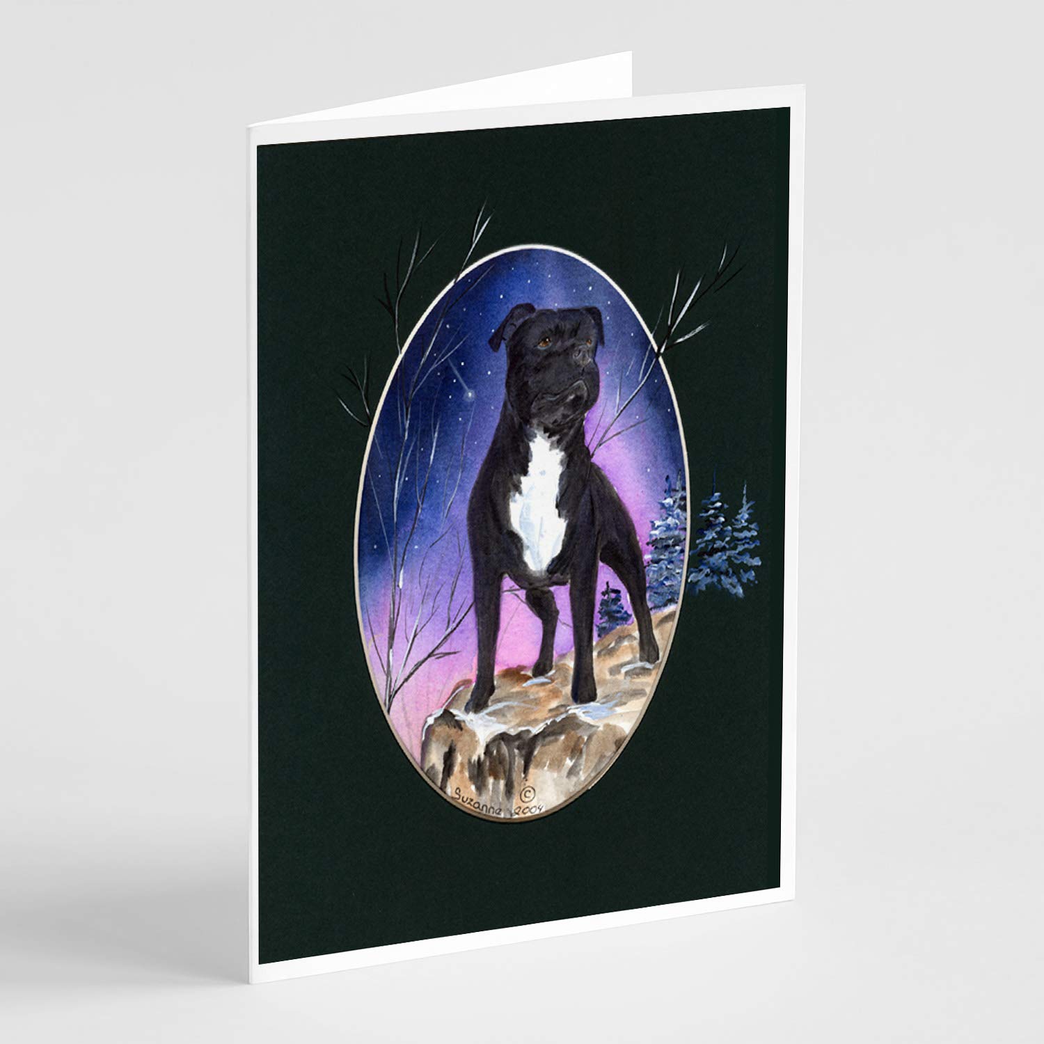 Staffordshire Bull Terrier Greeting Cards - Pack of 8 Blank A7 (5x7) Note Cards with Envelopes | Whimsical Dog Lover Stationery for Birthdays, Thank You Notes & Special Occasions