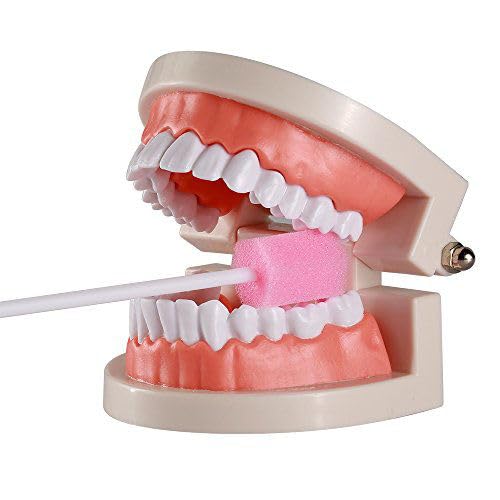 MJ Talk 100pcs Pink Oral Care Swabs for Teeth Cleaning & Hygiene