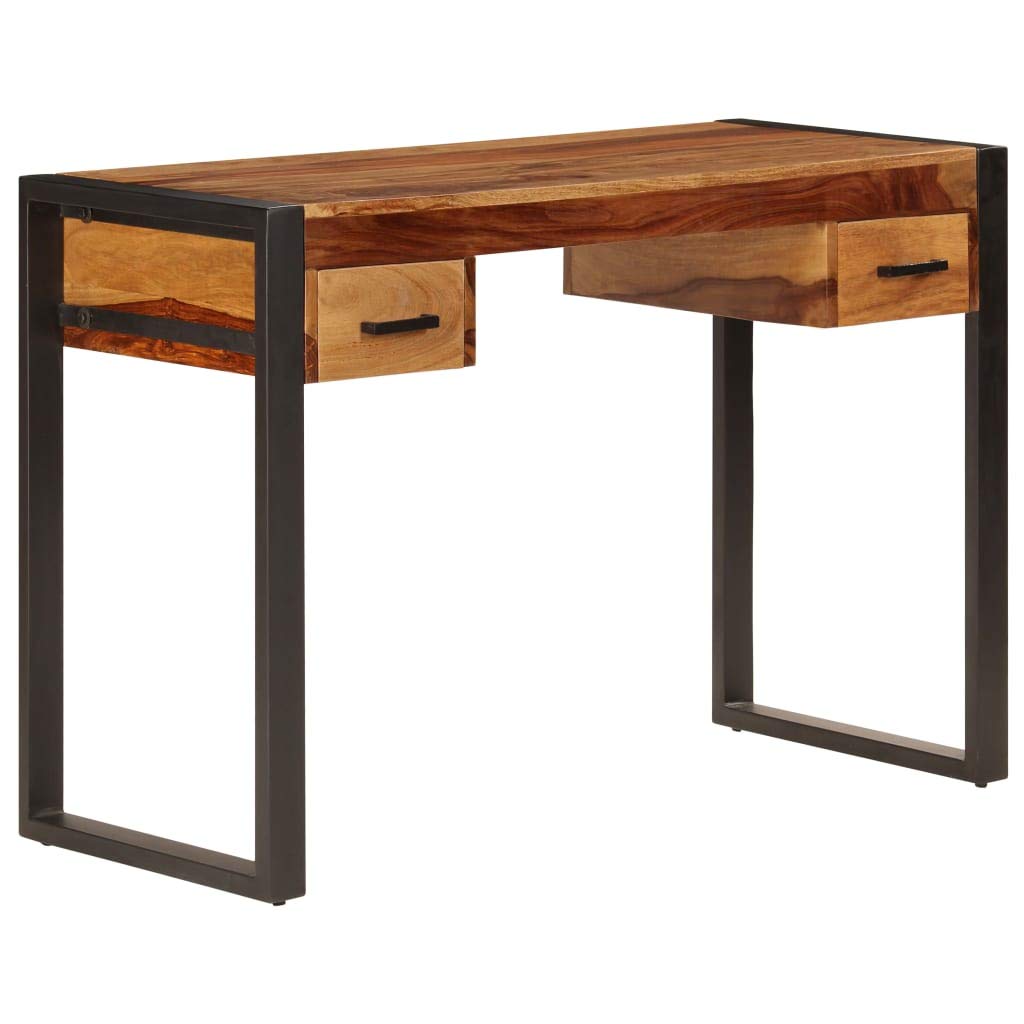 Vintage Style Corner Desk with Powder Coated Steel Frame - Compact Laptop Workstation for Home Office, Study & Bedroom | Perfect for Small Spaces & Remote Work