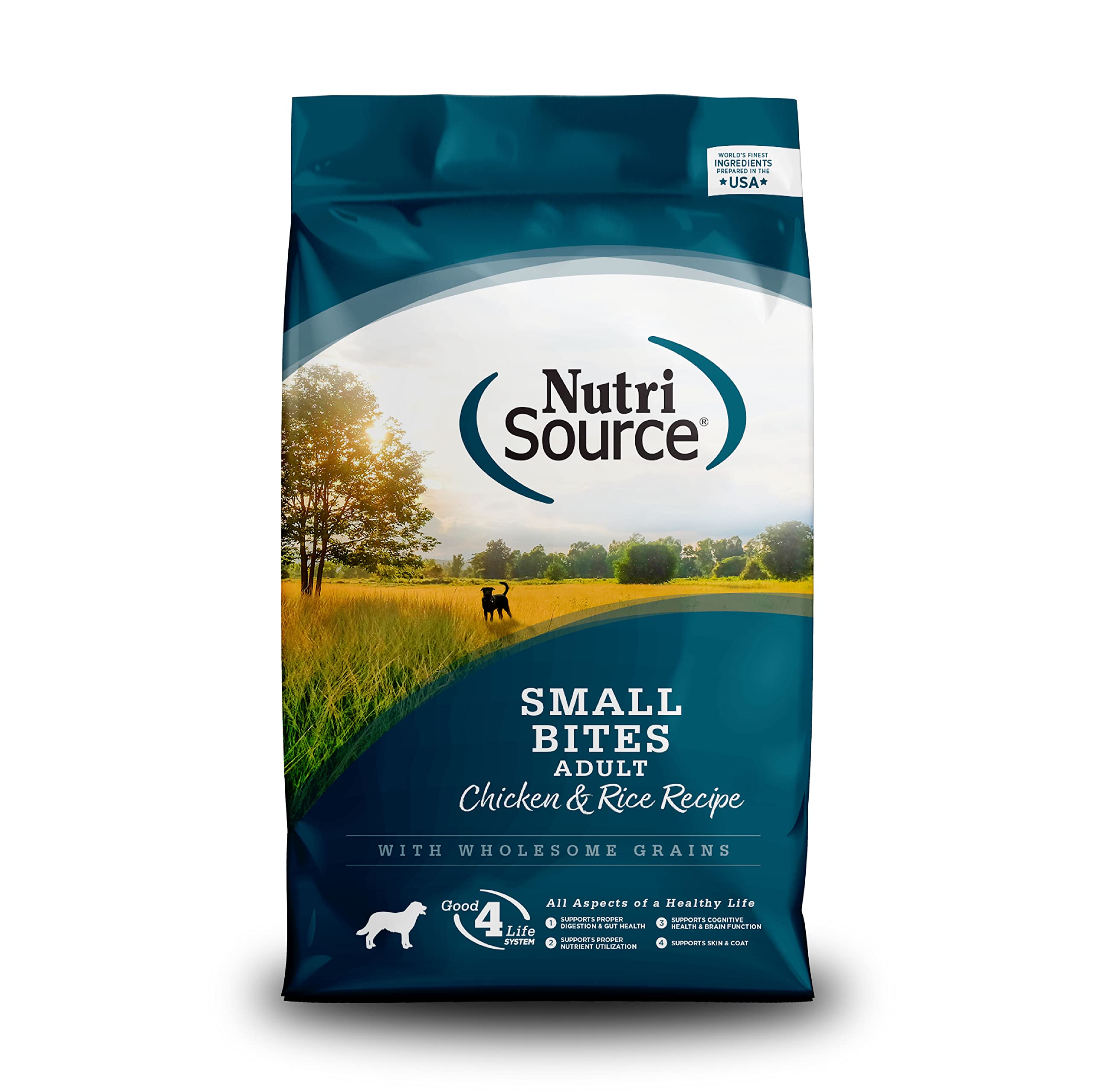 NutriSource Adult Chicken & Rice Small Bites Dog Food 5lb - High Protein Dry Kibble for Small Breed Dogs - Perfect for Indoor & Outdoor Feeding