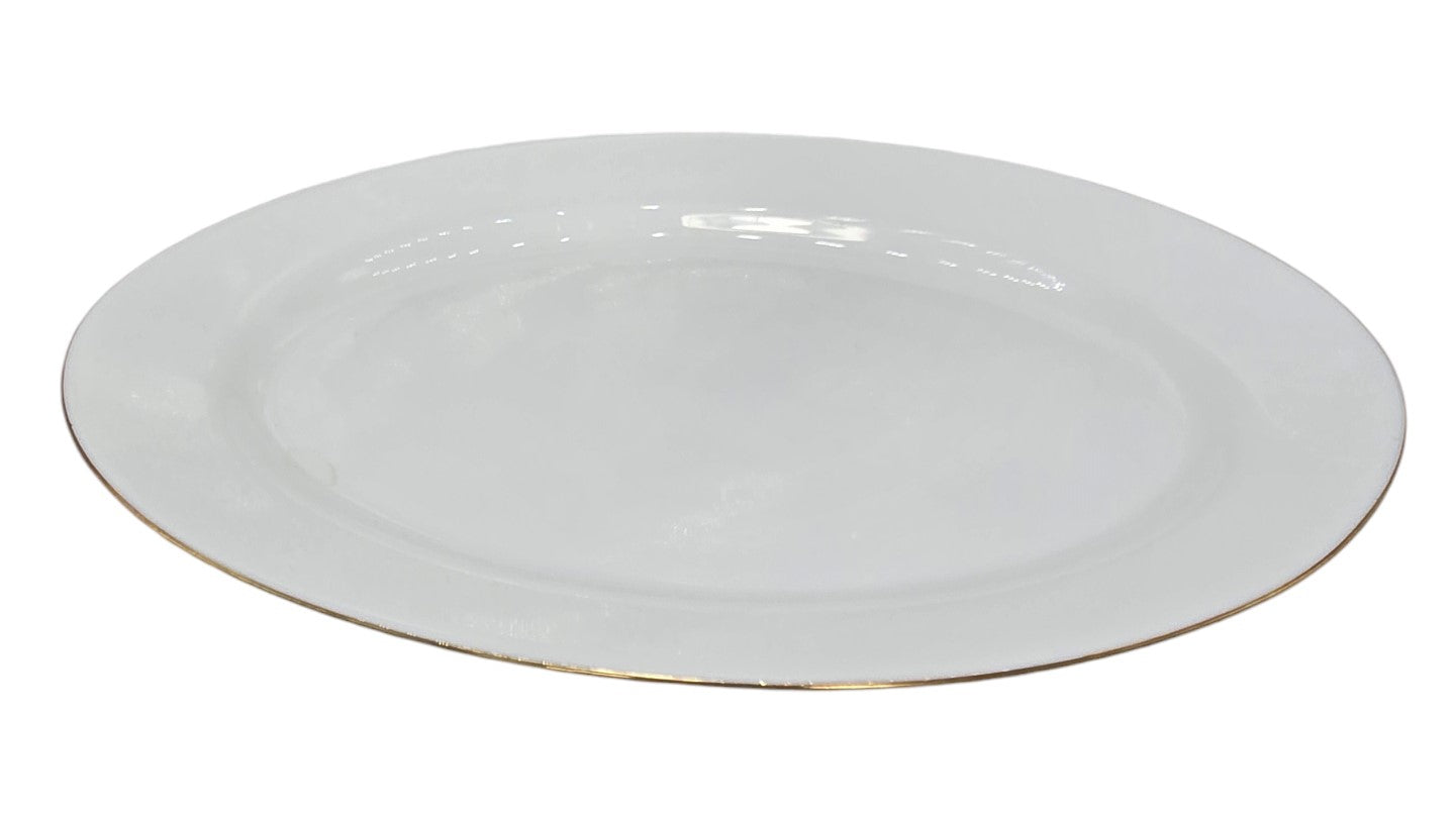 12x8.75 Inch Opal Glass Serving Platter with Gold Rim - Elegant Appetizer Tray for Parties, Weddings & Holiday Entertaining