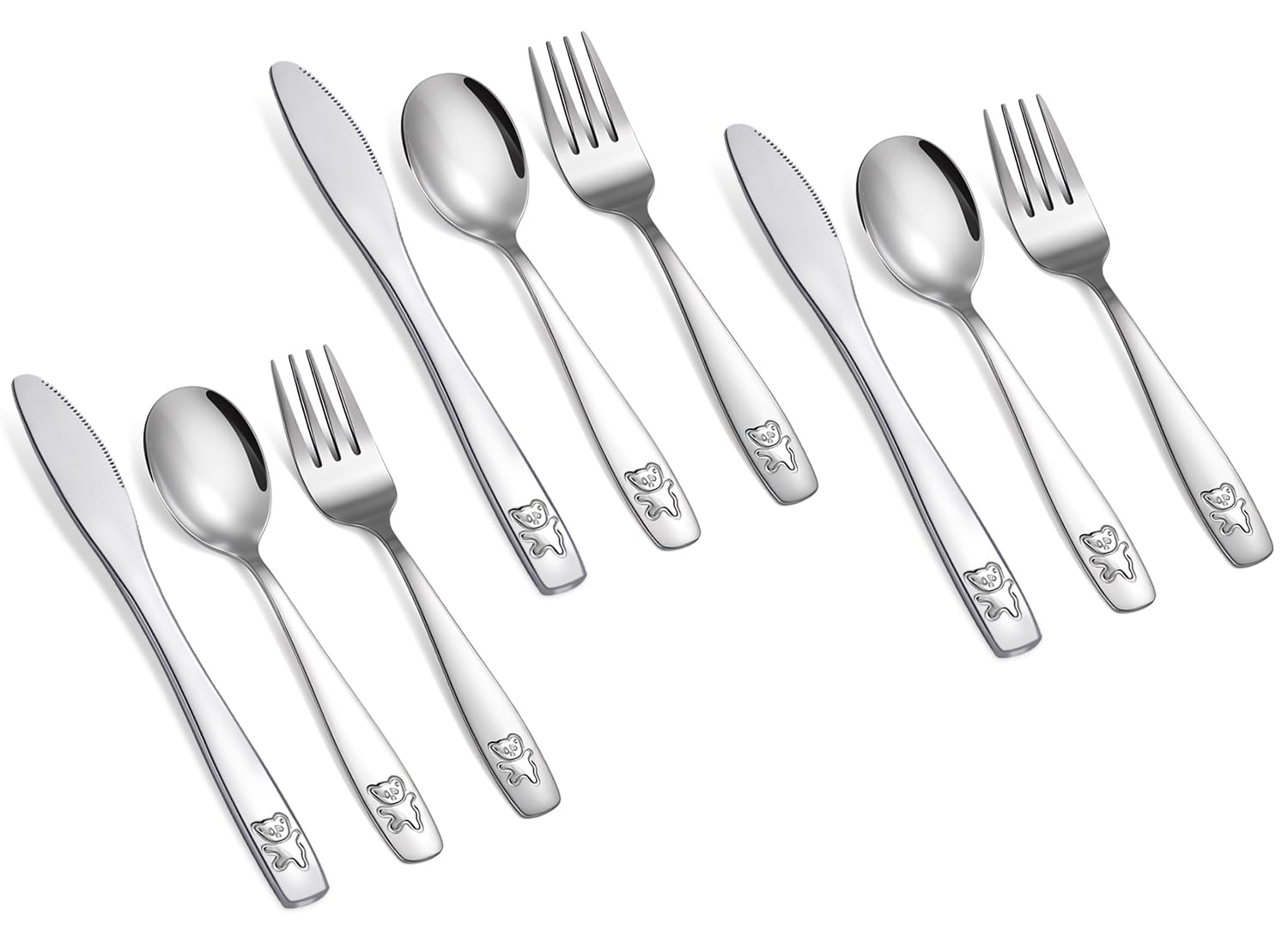 9-Piece Stainless Steel Kids Silverware Set - Toddler Utensils & Child Flatware - Safe Forks, Spoons & Knives - Mirror Polished & Dishwasher Safe - Perfect for Home, School Lunch & Travel