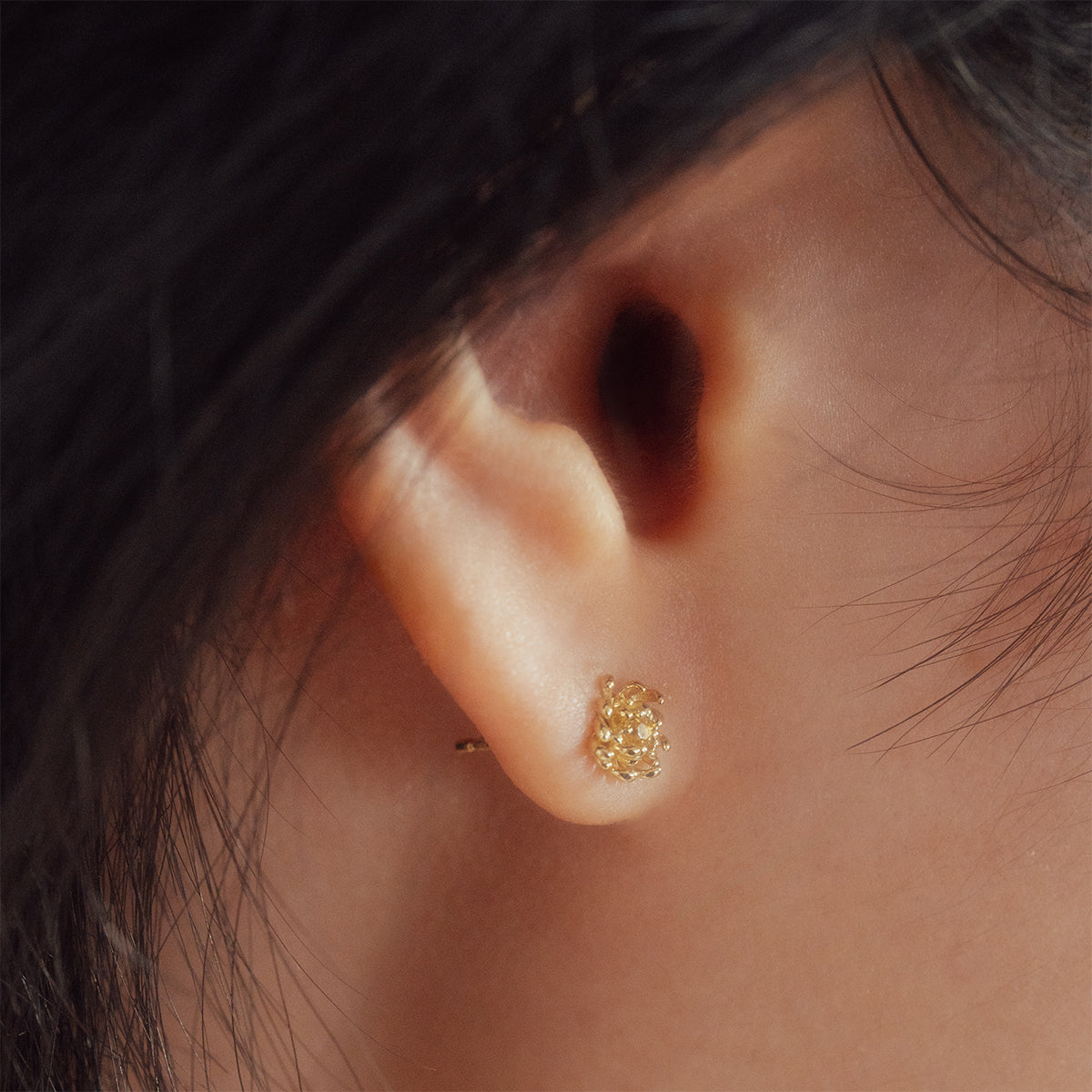 Solid Gold Birth Flower Stud Earrings - Personalized Birth Month Jewelry for Women - Perfect Gift for Birthday, Anniversary & Special Occasions