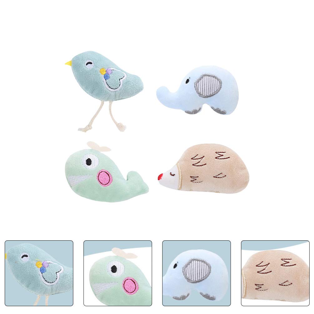 Balacoo Cat Chew Toys - 4pcs Cartoon Animal Shaped Plush Biting Toys for Small, Medium & Large Cats - Teeth Cleaning & Scratch Play - Perfect for Indoor Play, Stress Relief & Dental Health