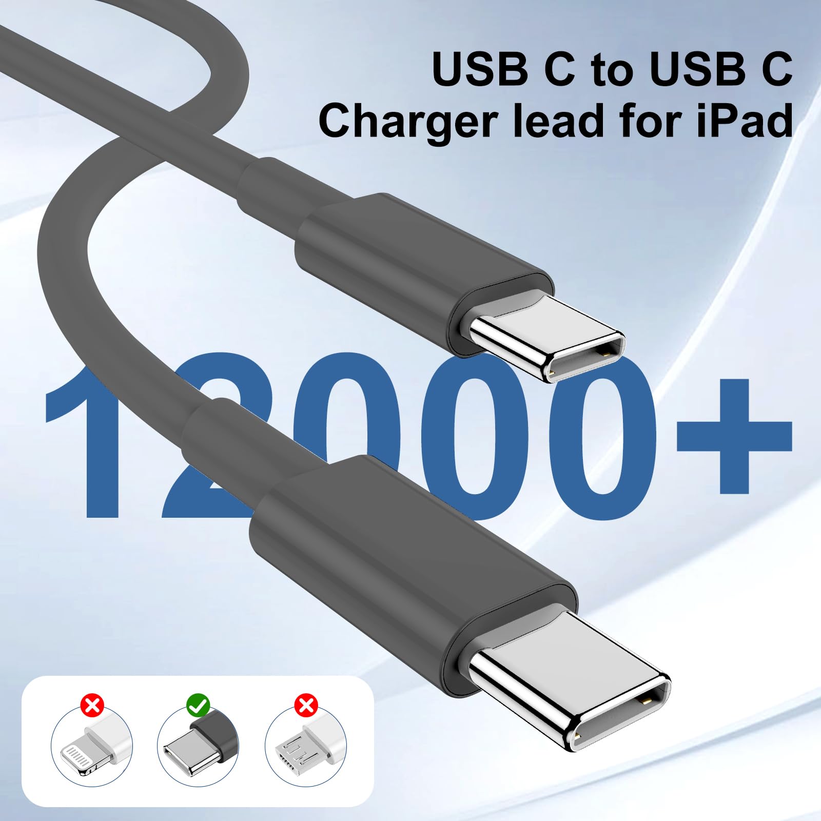20W Fast Charger 3-Pack with 10ft USB-C Cable - Compatible with iPhone 16/15/Pro/Pro Max, iPad Pro, AirPods & Samsung Devices | Quick Wall Charger Block for Home, Office & Travel Use