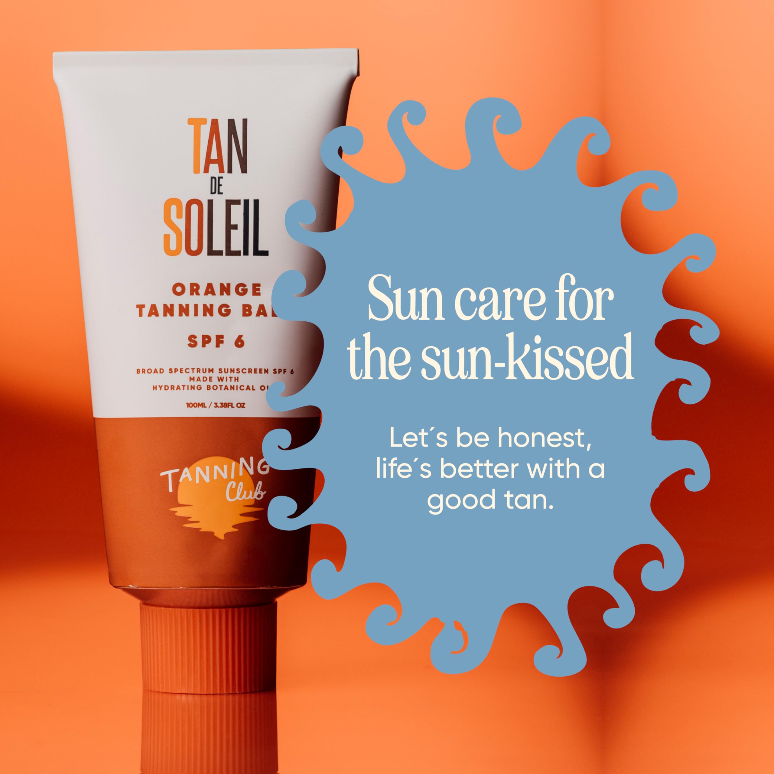 Tan De Soleil SPF 6 Orange Gel Sun Tanning Lotion - 100ml Botanical Formula for Natural Sun-Kissed Glow - Perfect for Beach, Pool & Outdoor Tanning