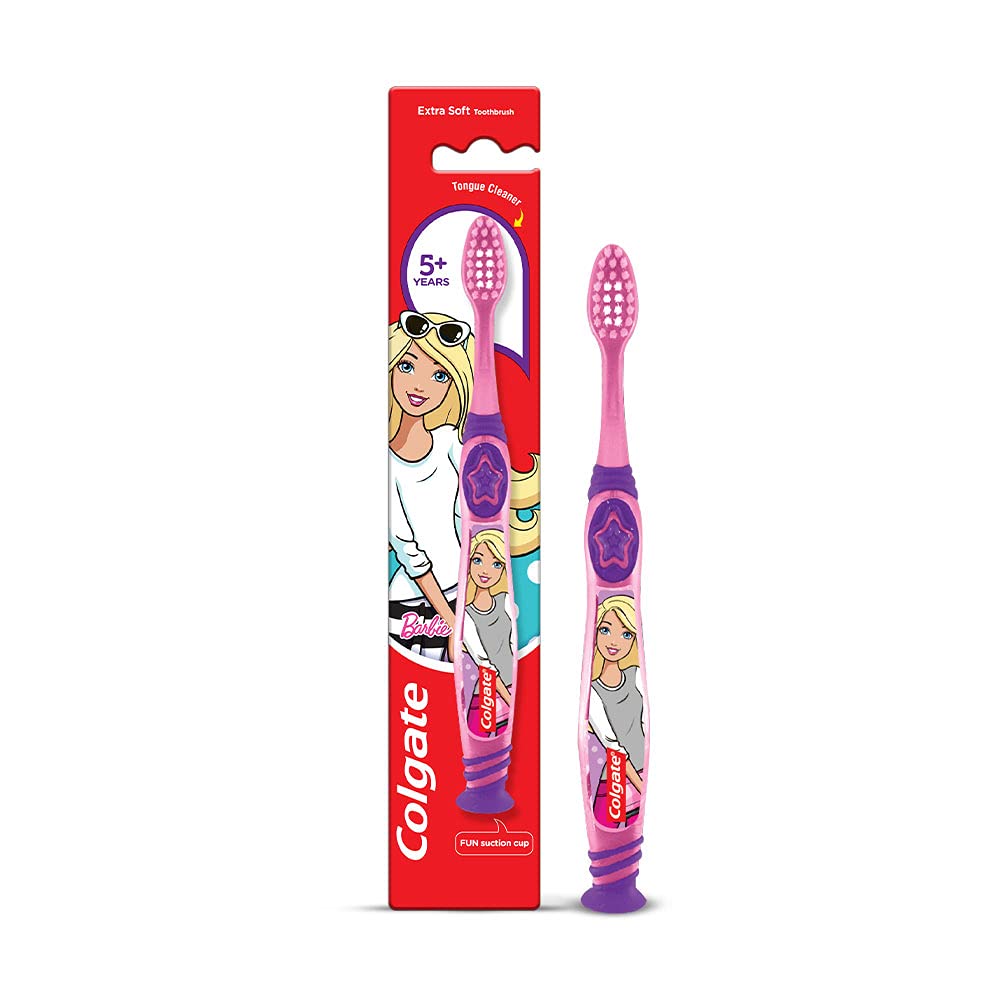 Colgate Kids Barbie Toothbrush - Soft Bristles for Gentle Cleaning, Fun Barbie Design for Kids - Perfect for Daily Oral Care & Encouraging Healthy Brushing Habits