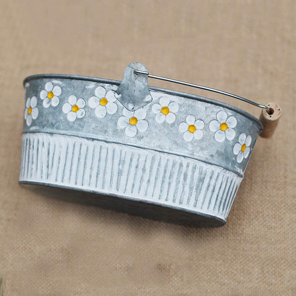 Metal Tin Bucket Flower Planter - Rustic Garden Decor for Indoor/Outdoor Plants | Perfect for Patio, Balcony & Home Decor