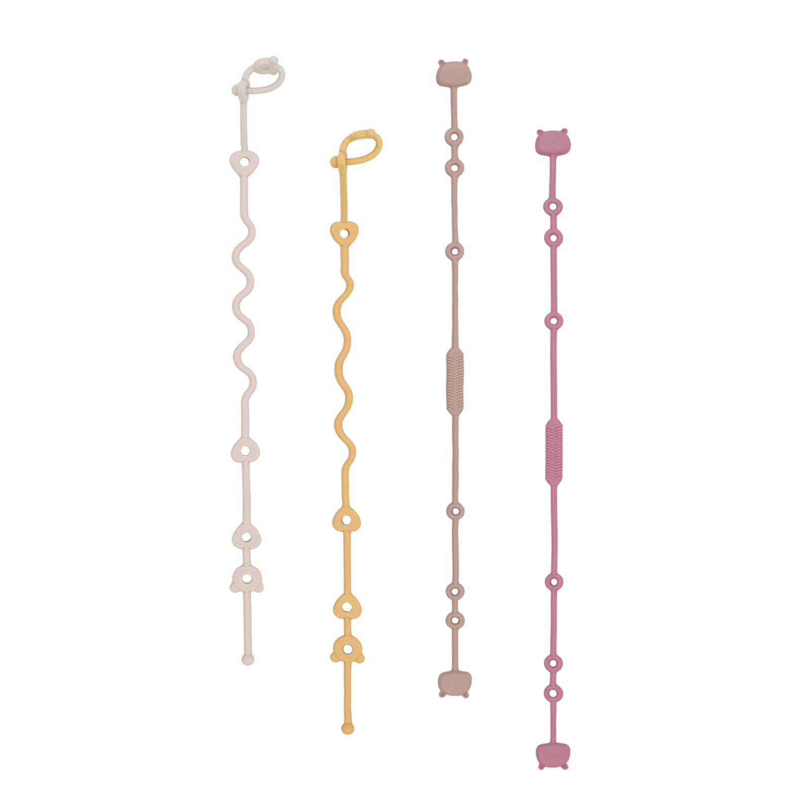 ALVABABY Silicone Pacifier Clips - BPA Free Baby Bottle Holder for High Chair & Car Seat - 4 Pack Bear Design - Perfect for Travel & On-the-Go Feeding