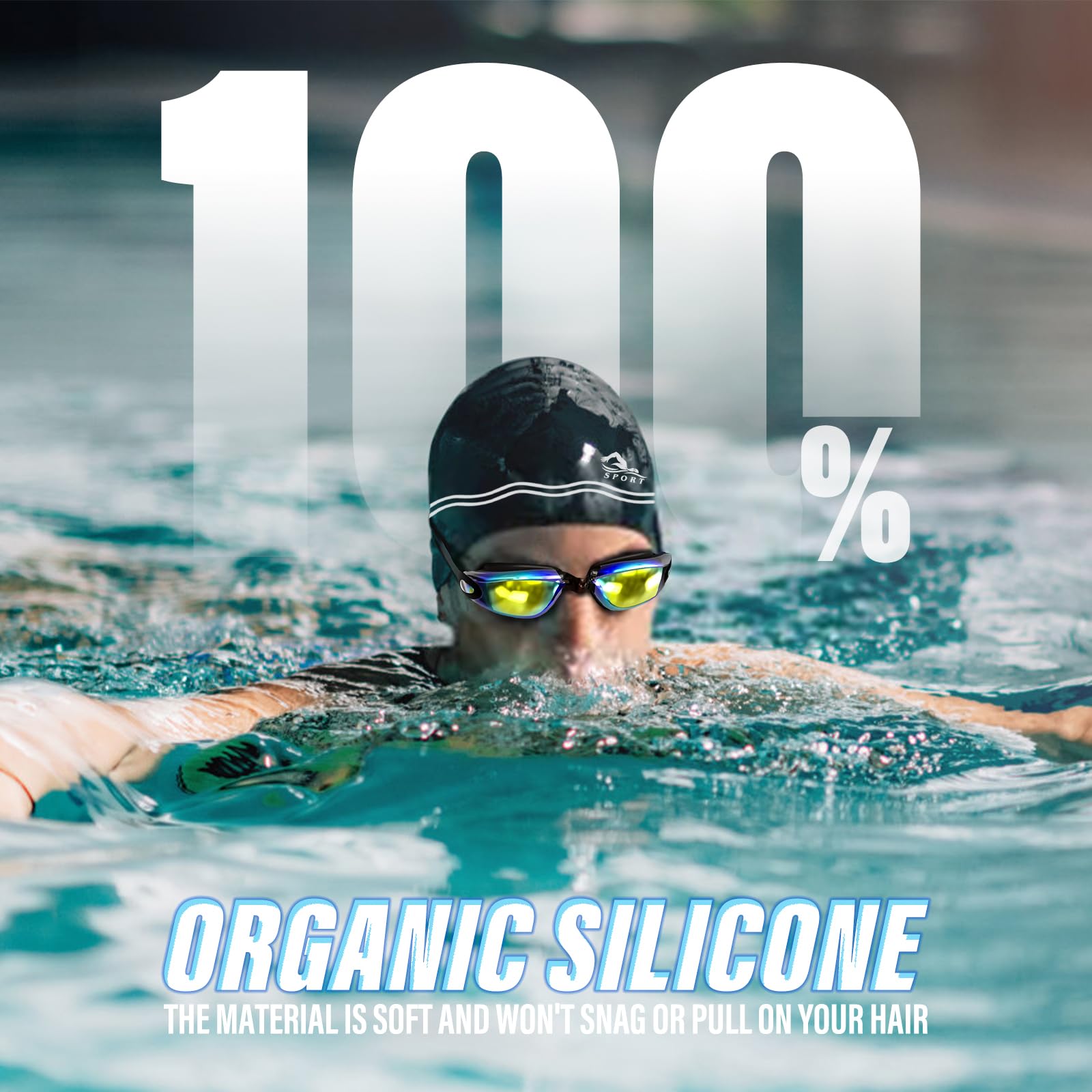 Premium Anti-Fog Swimming Goggles & Silicone Swim Cap Set for Adults - High Stretch Comfort for Men & Women - Ideal for Lap Swimming, Triathlon Training & Water Aerobics