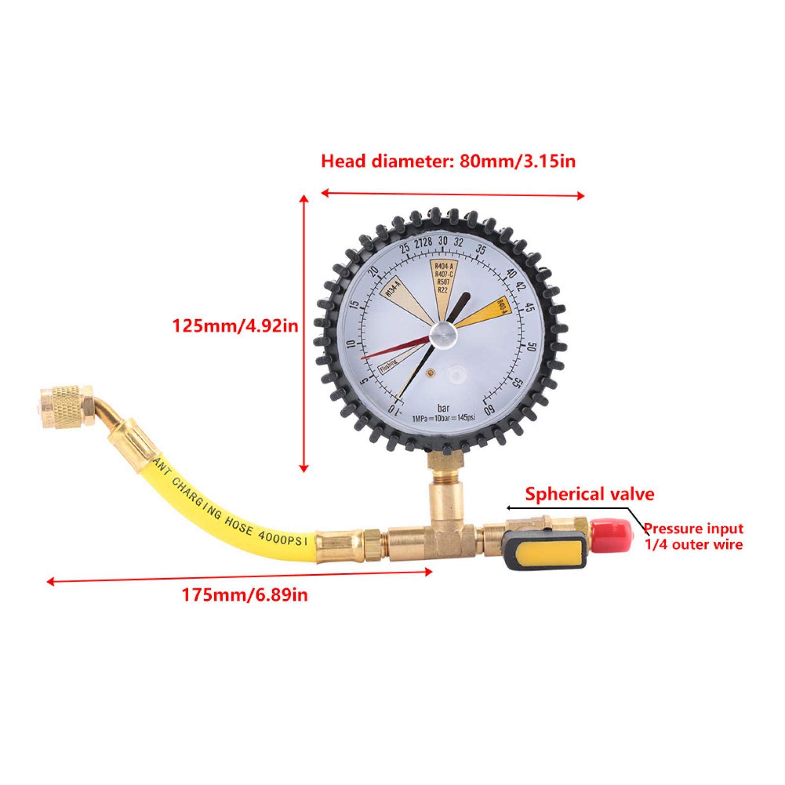 High Accuracy Nitrogen Pressure Gauge 1/4
