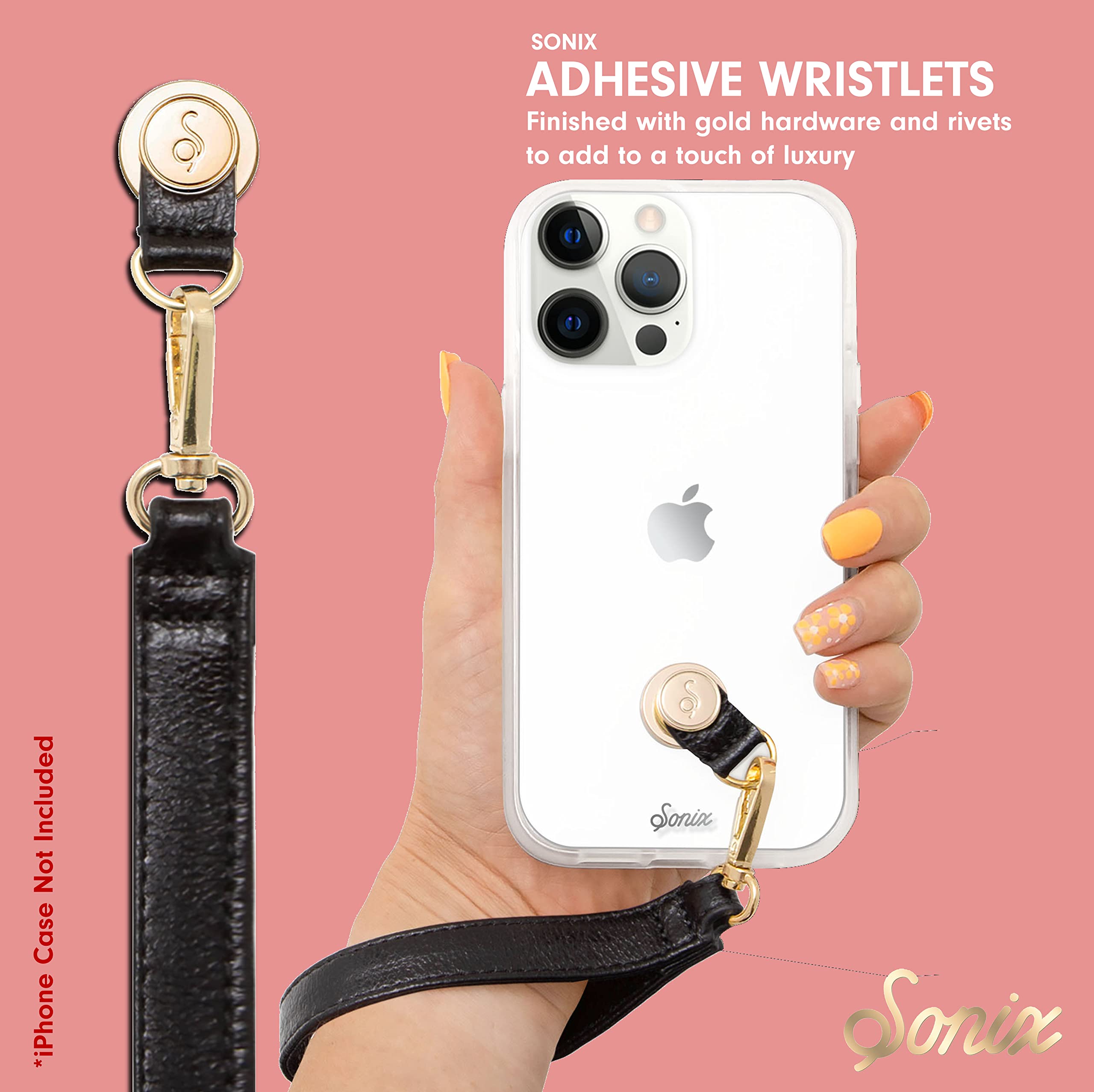 Sonix Vegan Leather Phone Wrist Strap with Adhesive - Secure & Stylish Phone Holder for Running, Shopping, and Hands-Free Convenience