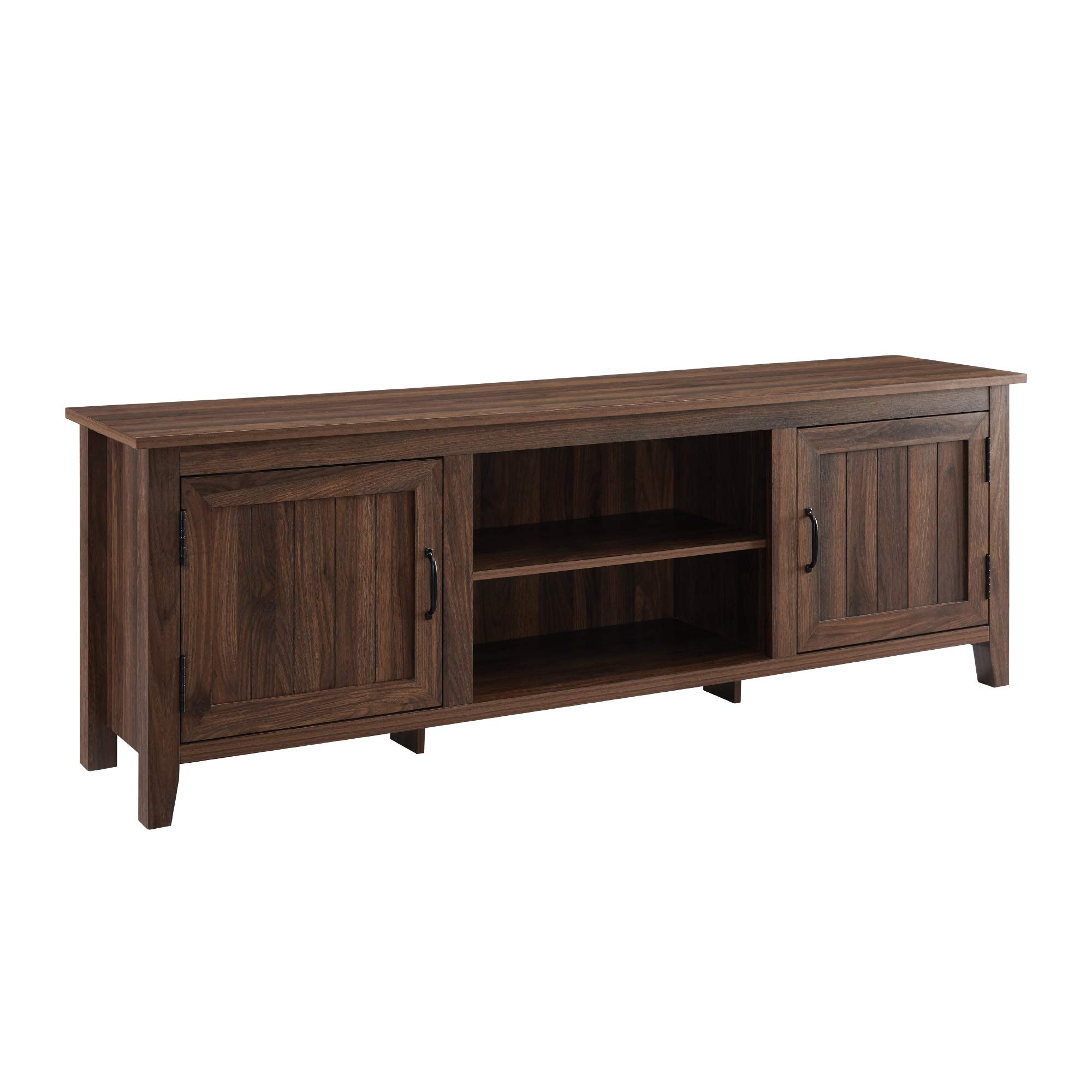 Walker Edison Ashbury Coastal Style Grooved Door TV Stand for 70-80 Inch TVs, Dark Walnut - Perfect for Living Rooms, Bedrooms & Coastal-Themed Home Decor
