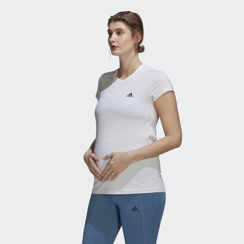 Adidas Women's Designed 2 Move Maternity Sport T-Shirt - Breathable Workout Top for Yoga, Running & Gym - Comfortable Pregnancy Activewear