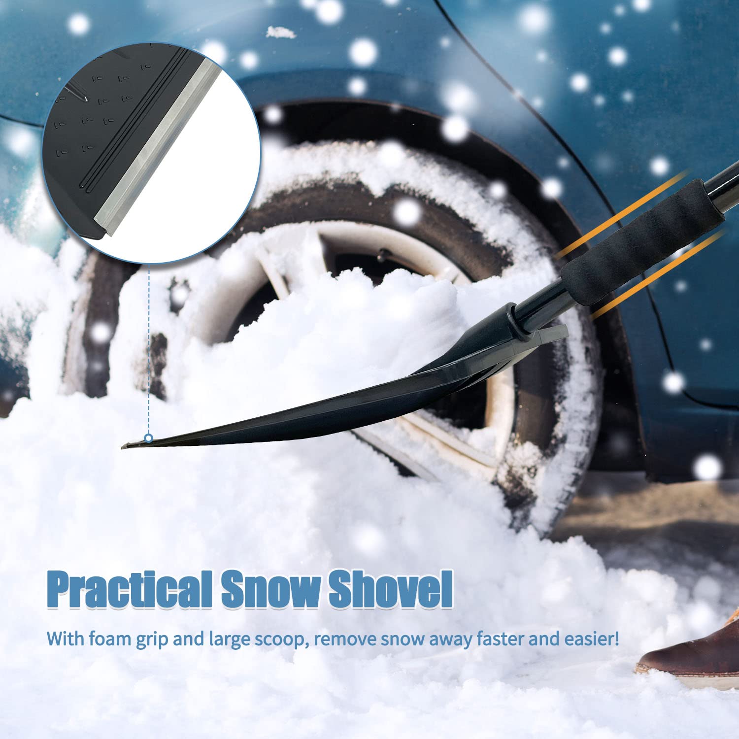 Sutekus Snow Brush Kit with Ice Scraper, Snow Shovel & Windshield Cover for Cars, SUVs, Trucks - All-in-One Winter Car Cleaning Tool (Black) | Perfect for Snow Removal, Ice Clearing & Vehicle Protection in Cold Weather