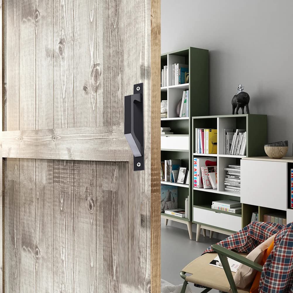 7.9 Inch Black Sliding Barn Door Handles (2-Pack) - Heavy Duty Wooden Pull Handles for Sliding Doors, Barns, Fences, Garages & Sheds - Rustic Home & Farmhouse Decor Upgrade